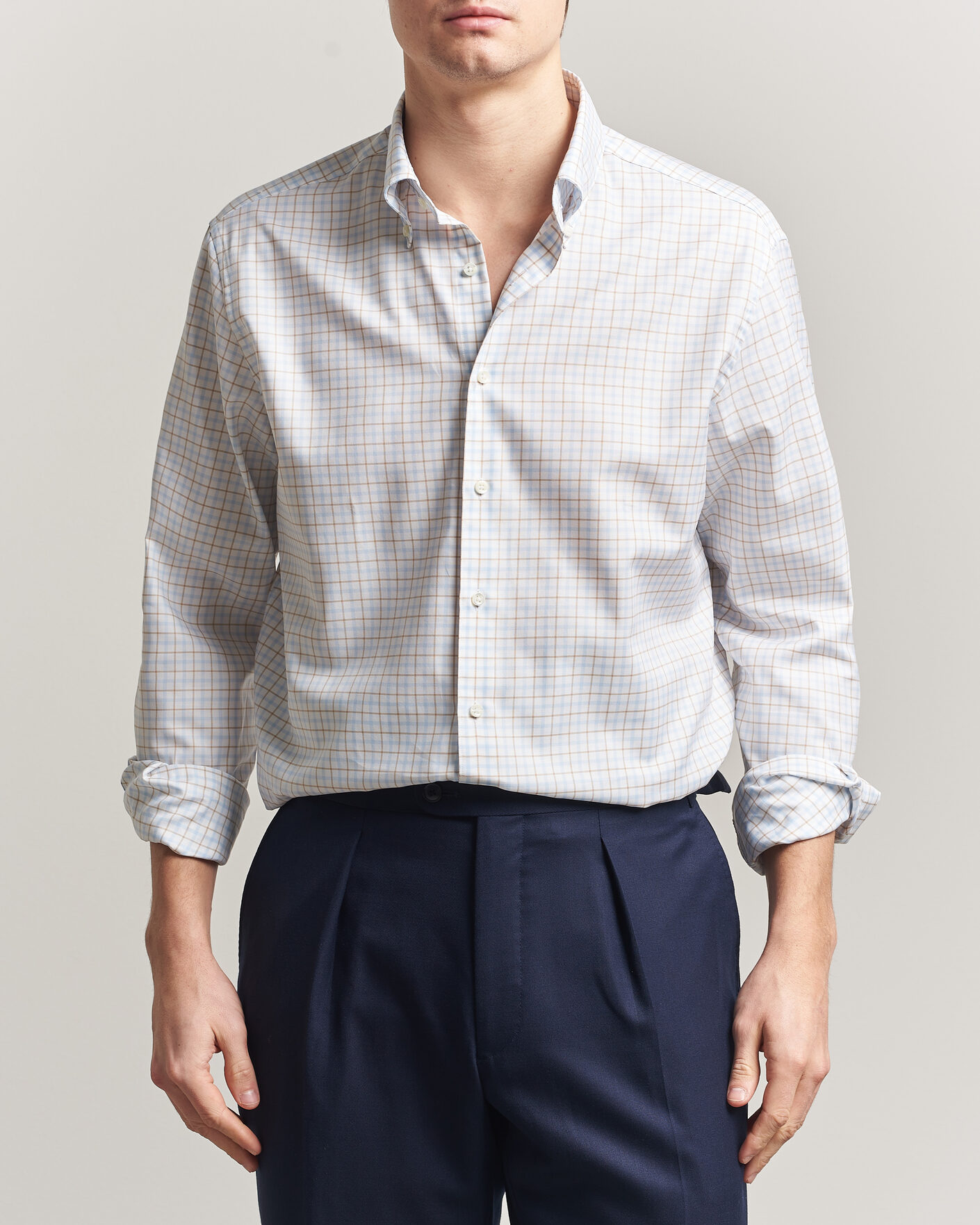 Herr | Skjortor | Stenströms | Regular Fit Checked Oxford Shirt Blue