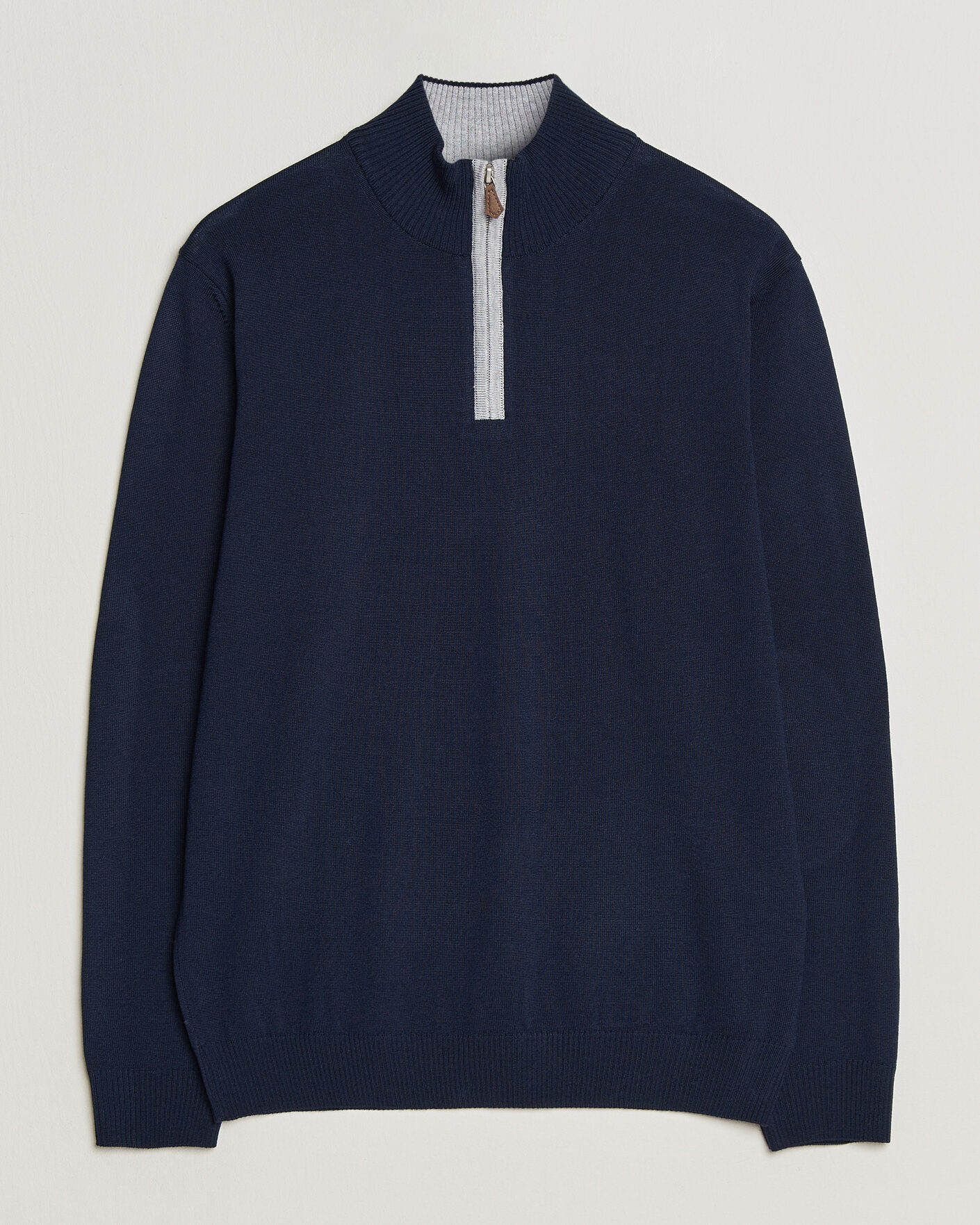 Herr | Tröjor | Stenströms | Merino Contrast Half-Zip Navy