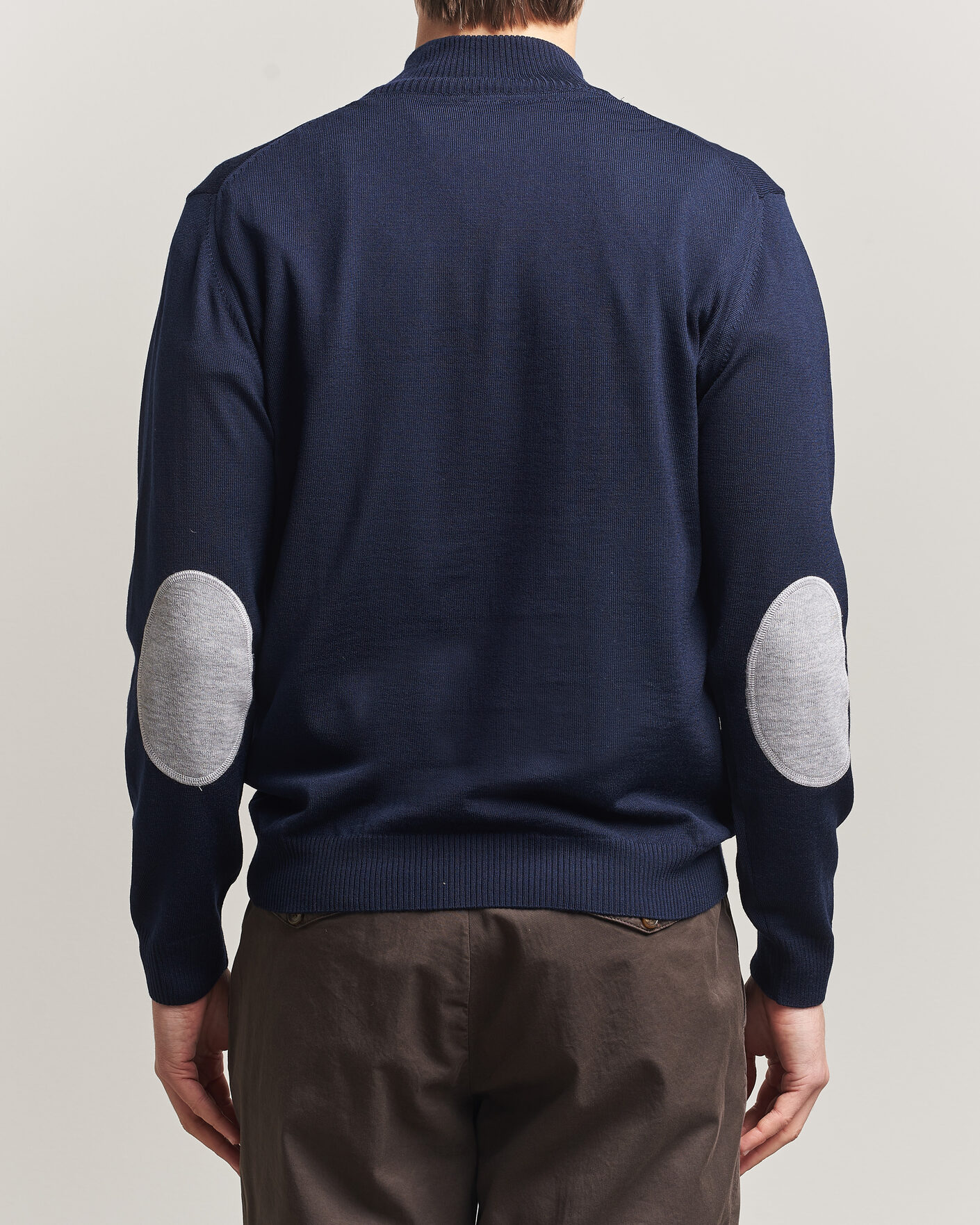 Herr | Tröjor | Stenströms | Merino Contrast Half-Zip Navy