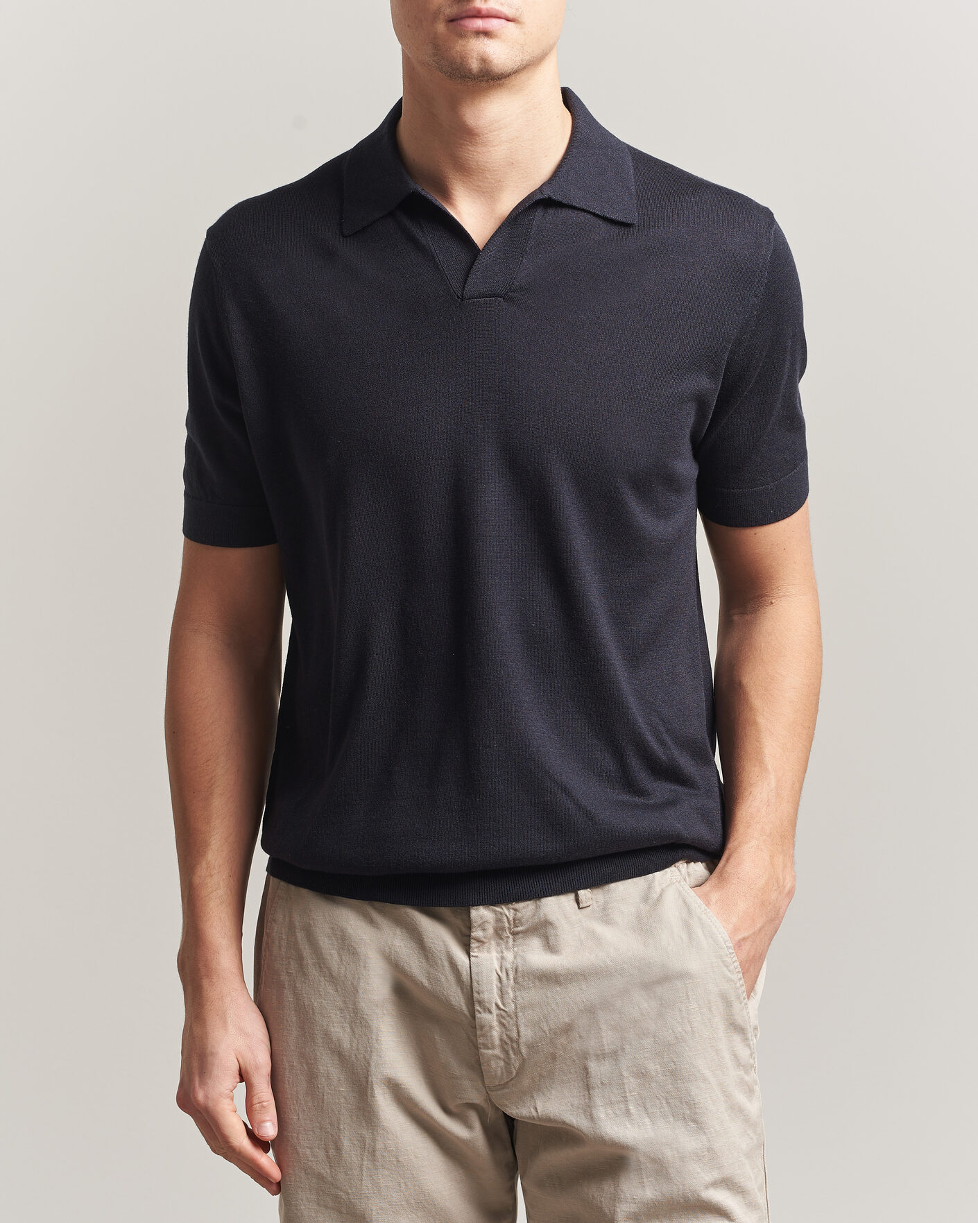 Herr | Pikéer | Stenströms | Silk/Cashmere Polo Navy