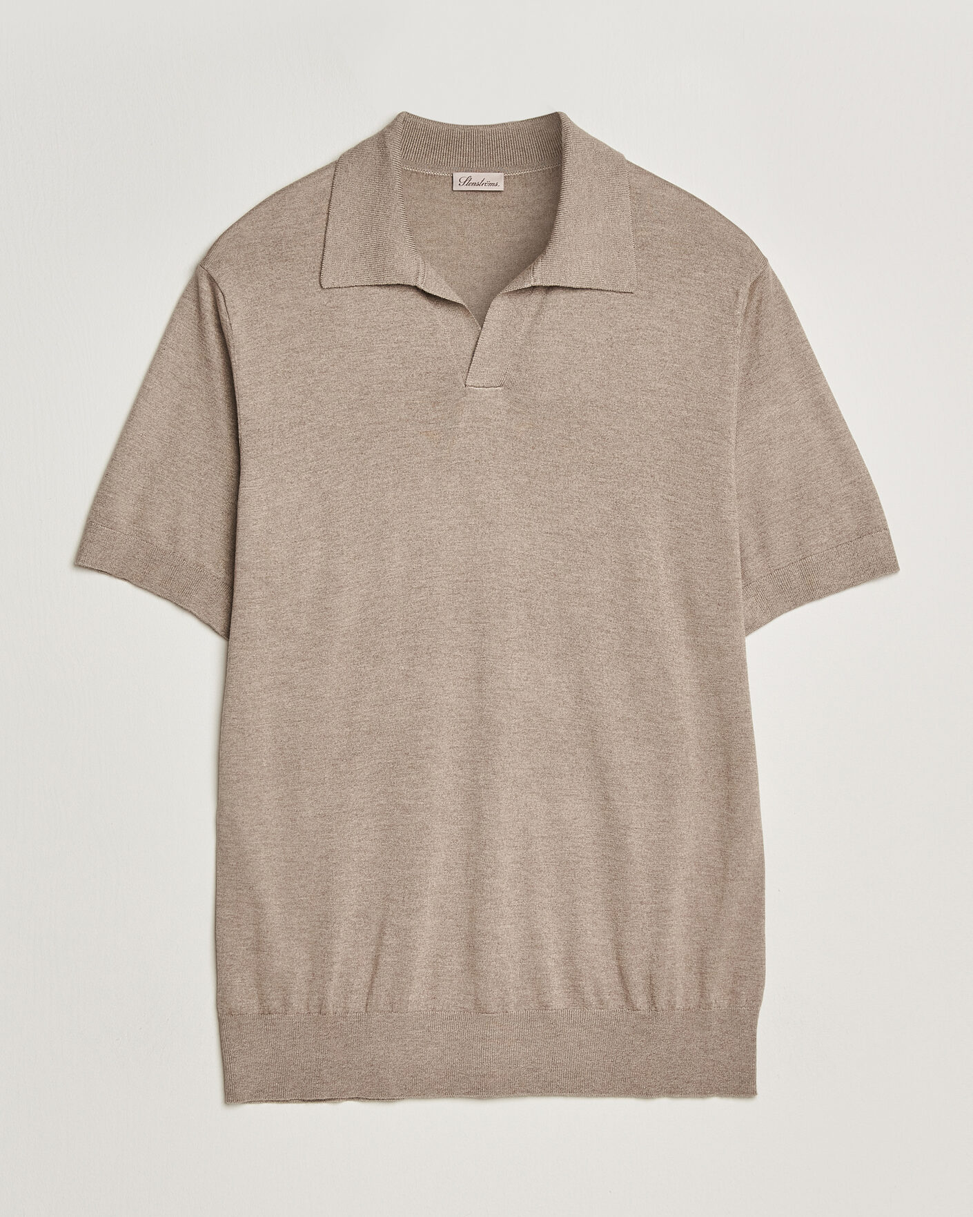 Herr | Pikéer | Stenströms | Silk/Cashmere Polo Taupe