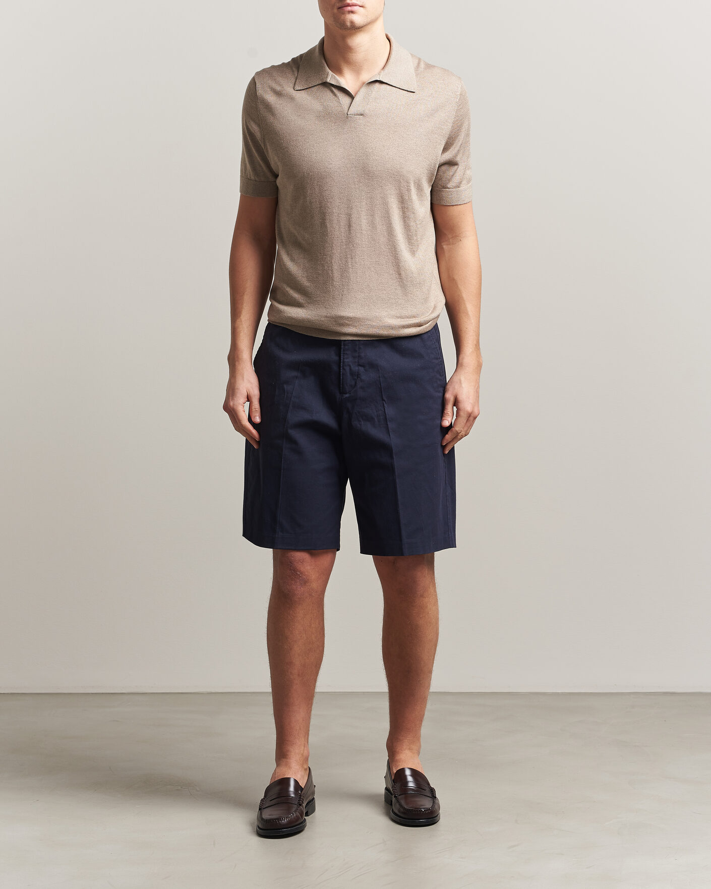 Herr | Pikéer | Stenströms | Silk/Cashmere Polo Taupe