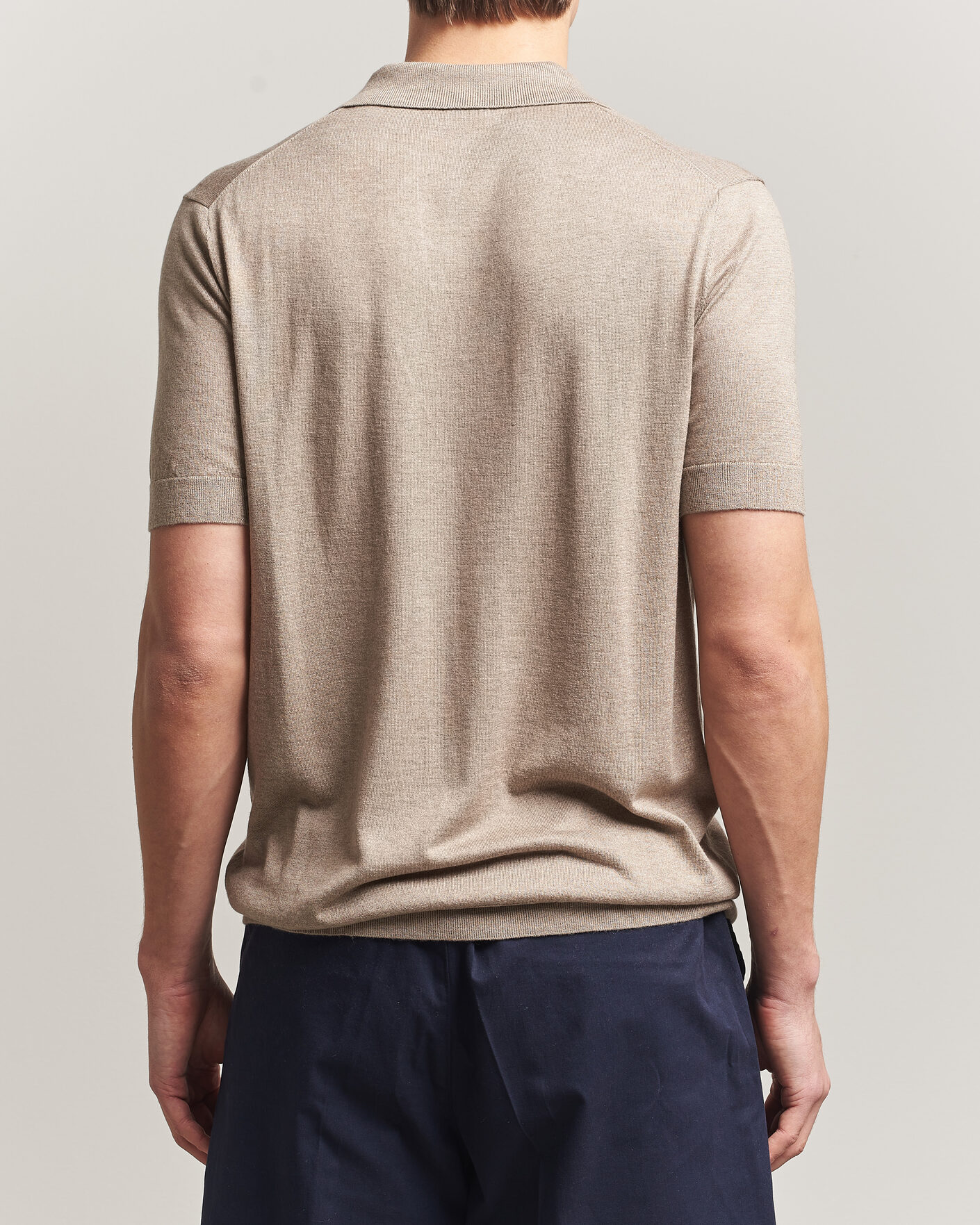 Herr | Pikéer | Stenströms | Silk/Cashmere Polo Taupe