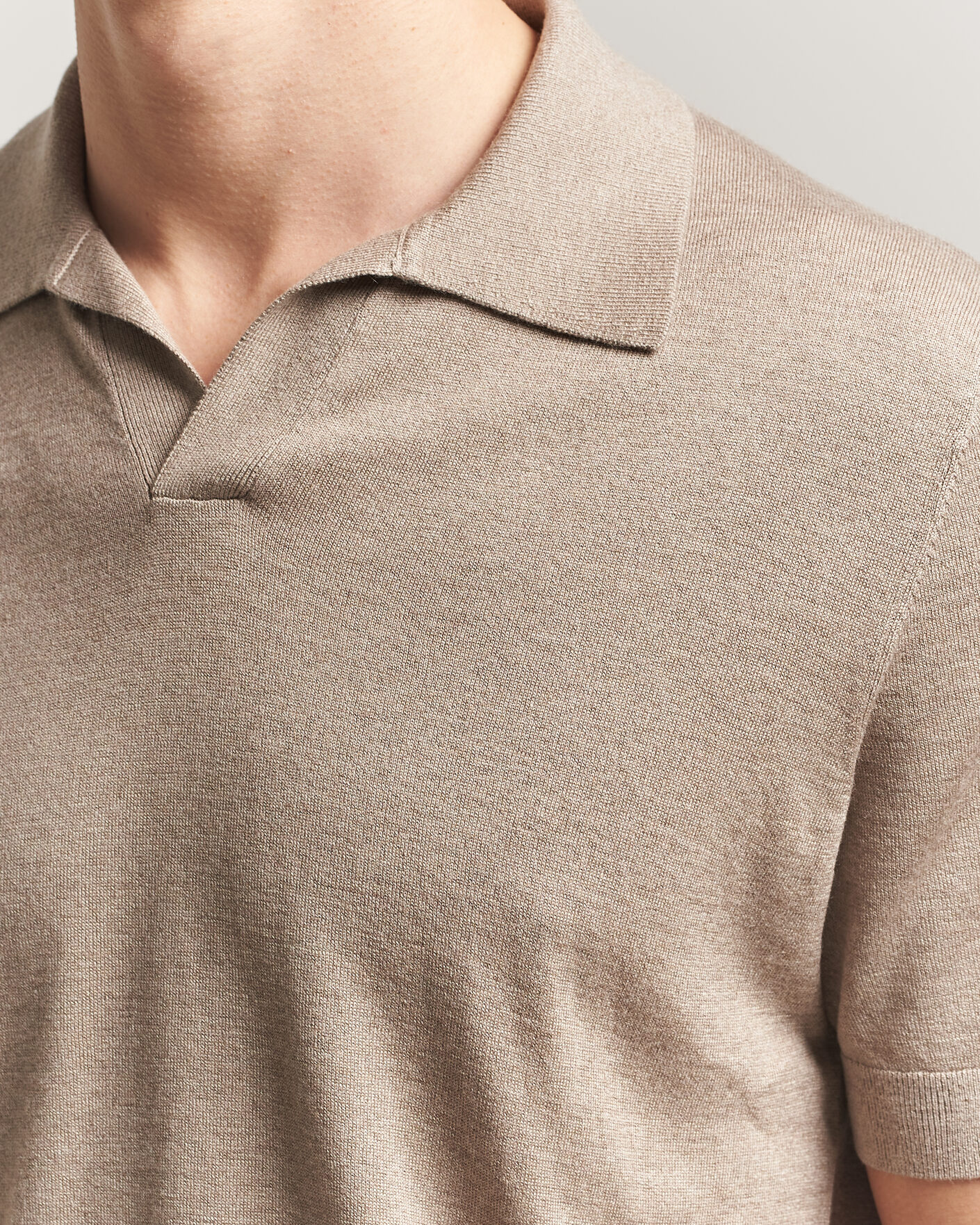 Herr | Pikéer | Stenströms | Silk/Cashmere Polo Taupe