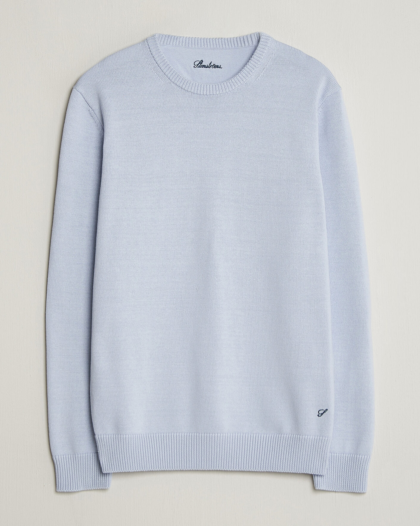 Herr | Tröjor | Stenströms | Organic Cotton Knitted Sweater Light Blue