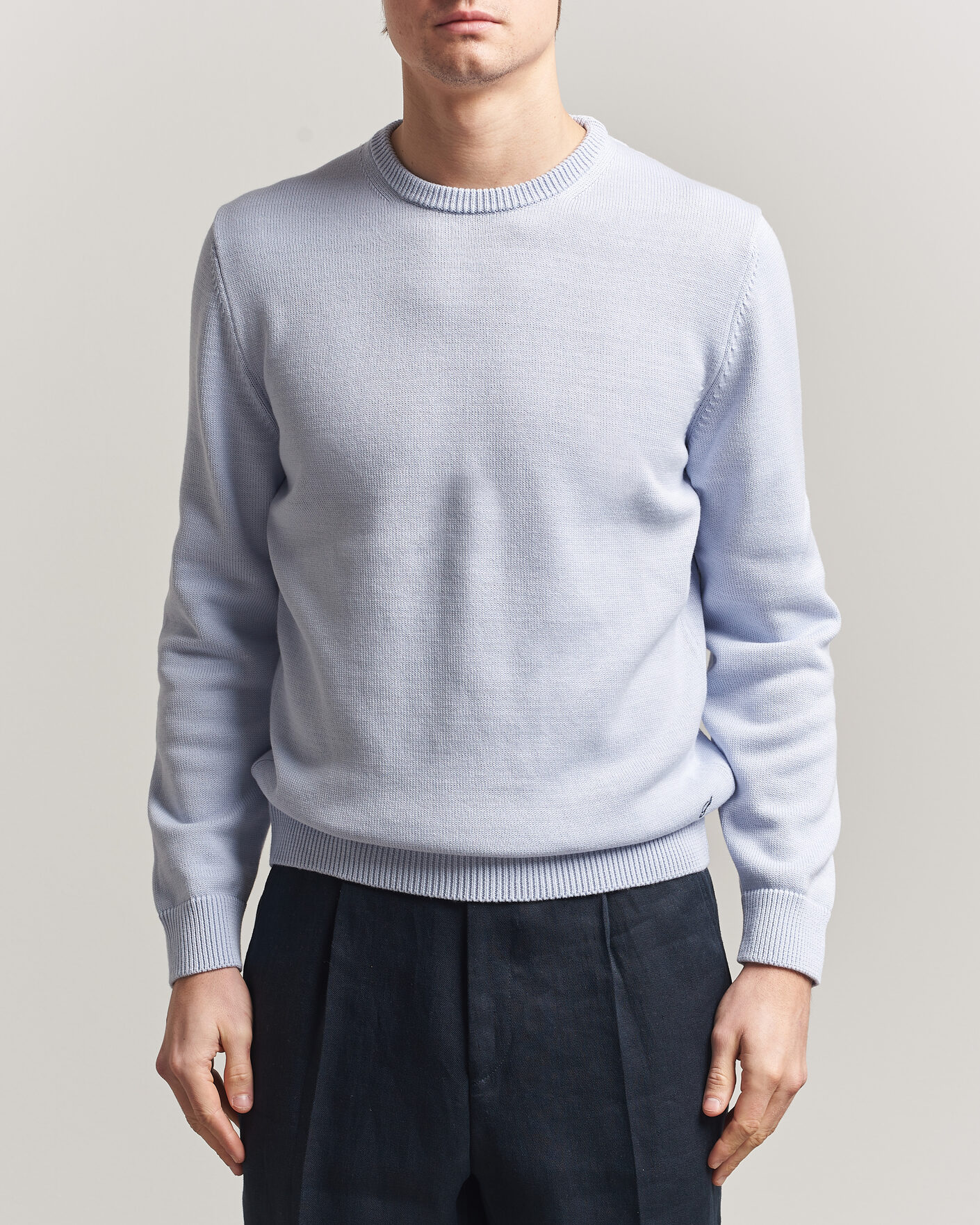 Herr | Tröjor | Stenströms | Organic Cotton Knitted Sweater Light Blue