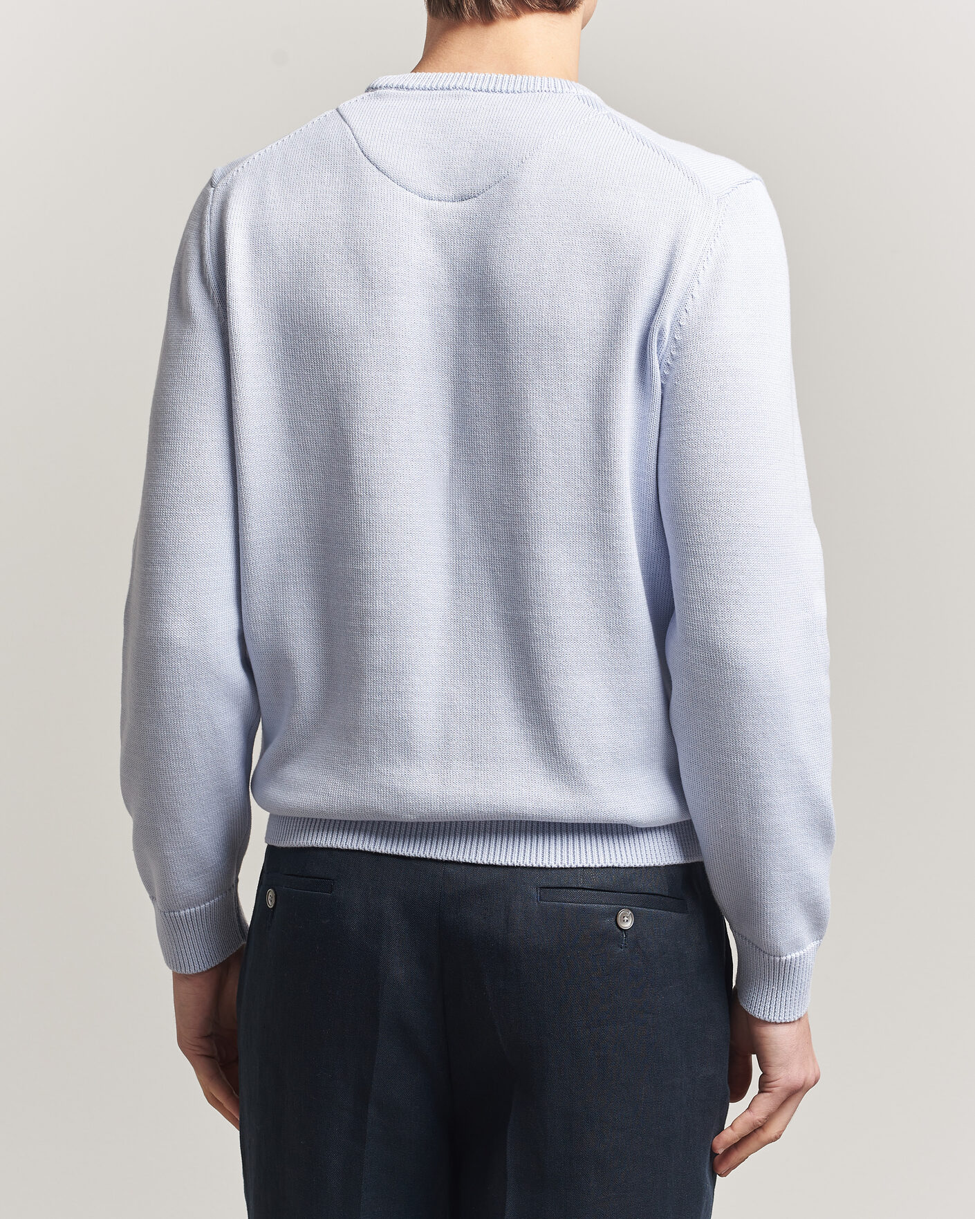Herr | Tröjor | Stenströms | Organic Cotton Knitted Sweater Light Blue