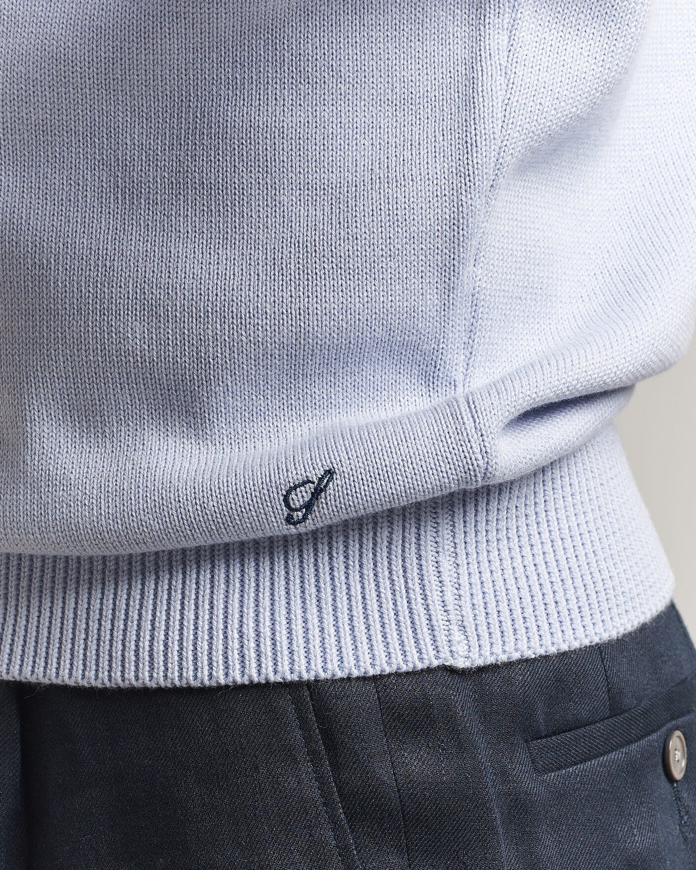 Herr | Tröjor | Stenströms | Organic Cotton Knitted Sweater Light Blue
