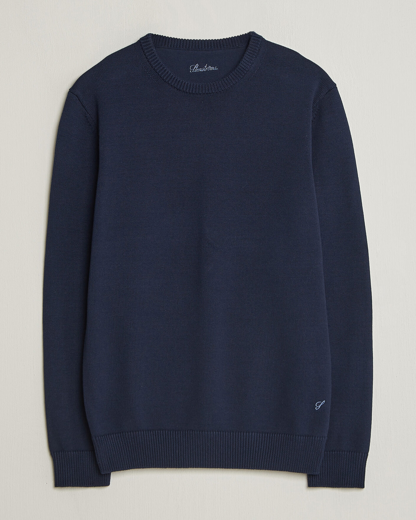 Herr | Tröjor | Stenströms | Organic Cotton Knitted Sweater Navy