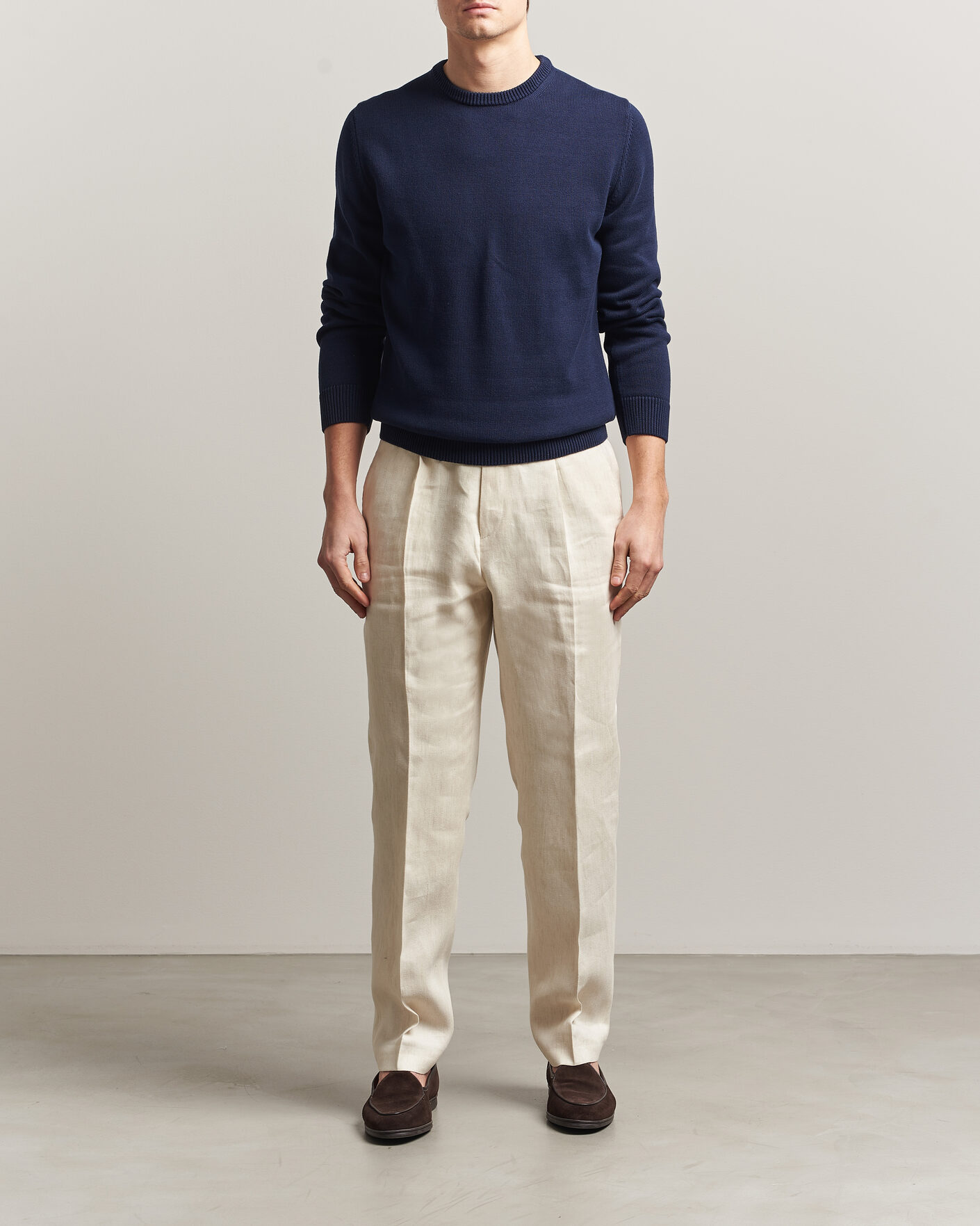 Herr | Tröjor | Stenströms | Organic Cotton Knitted Sweater Navy