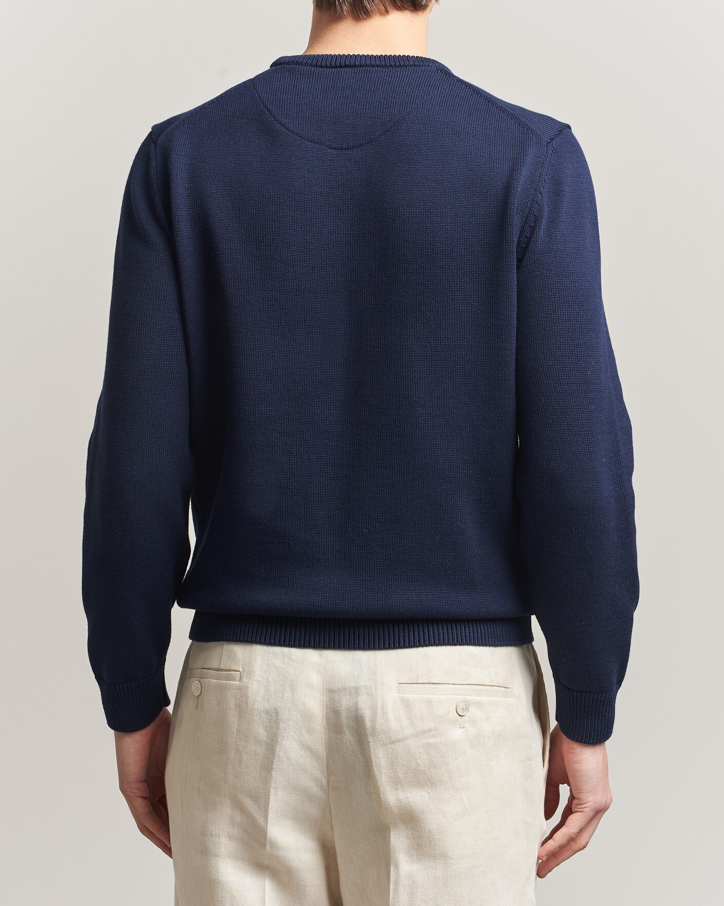 Herr | Tröjor | Stenströms | Organic Cotton Knitted Sweater Navy