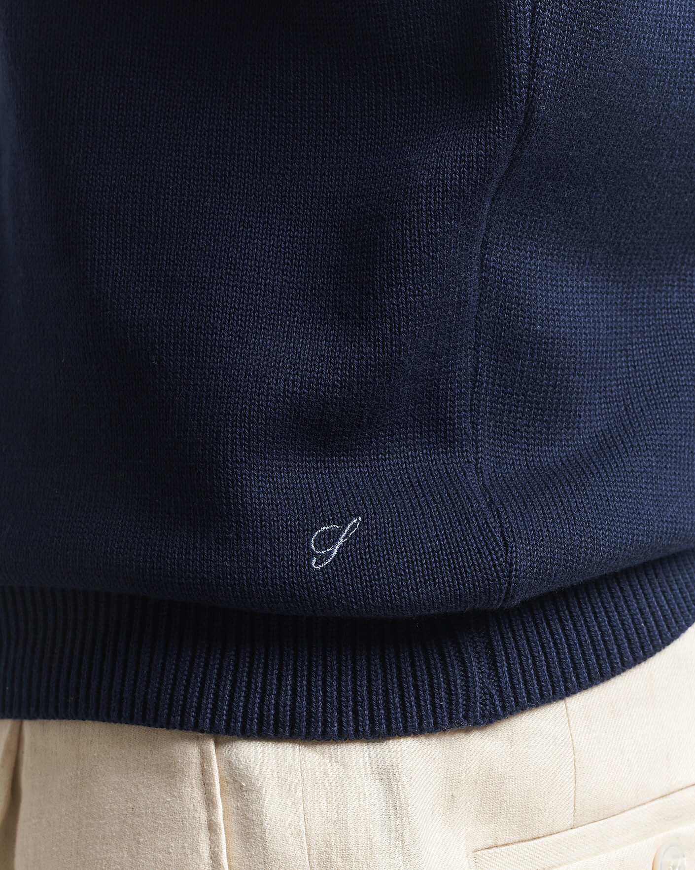 Herr | Tröjor | Stenströms | Organic Cotton Knitted Sweater Navy
