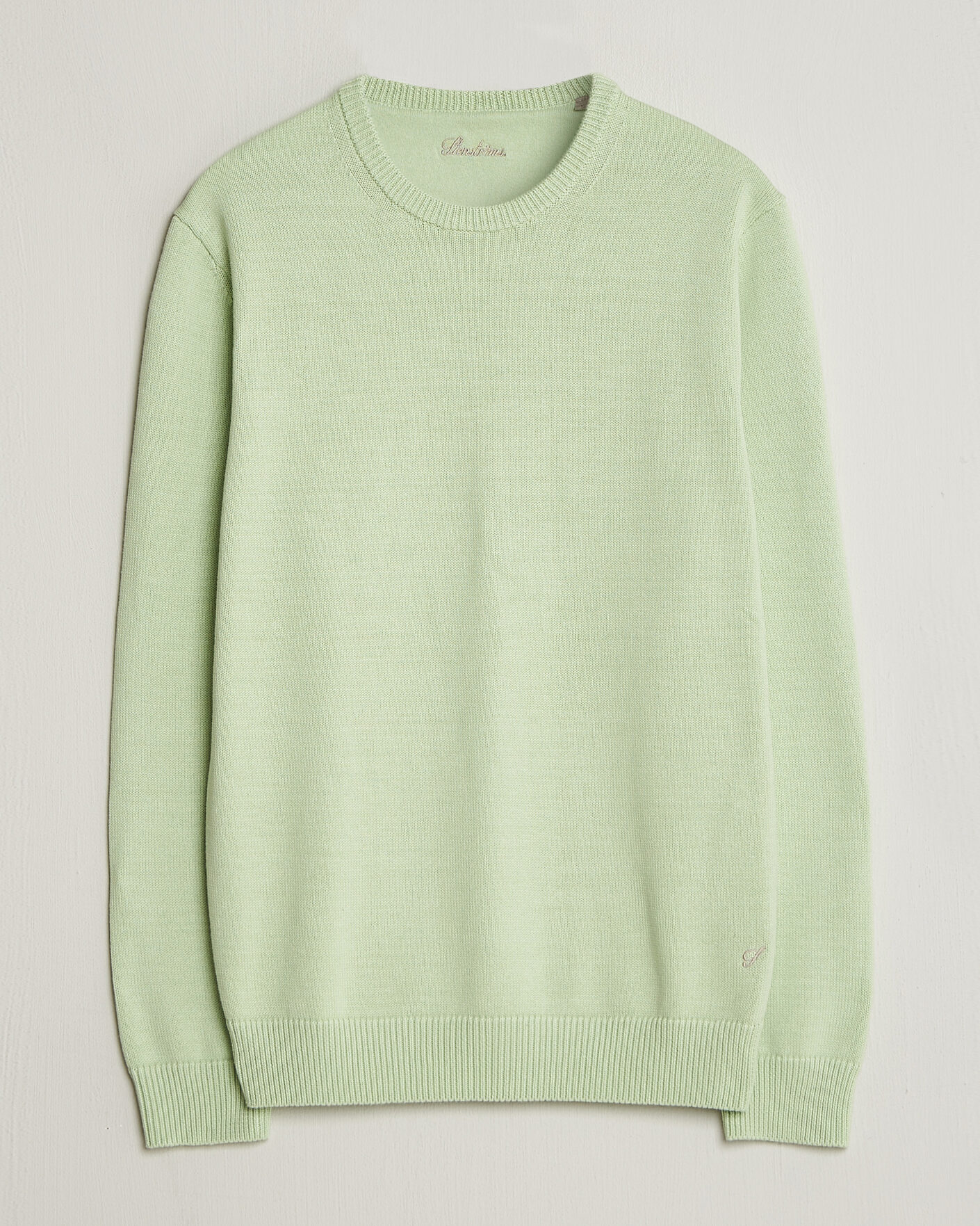 Herr | Tröjor | Stenströms | Organic Cotton Knitted Sweater Light Green