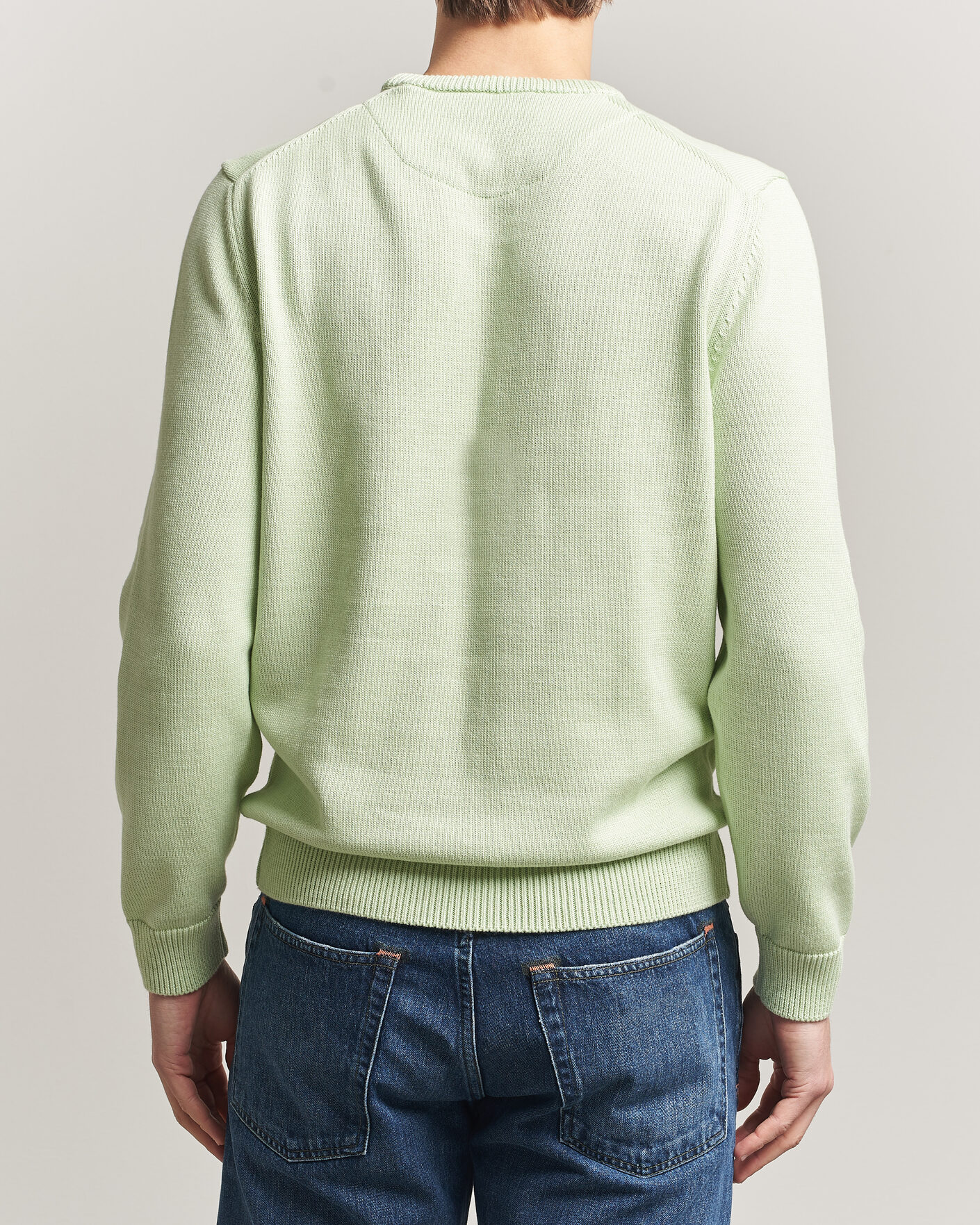 Herr | Tröjor | Stenströms | Organic Cotton Knitted Sweater Light Green