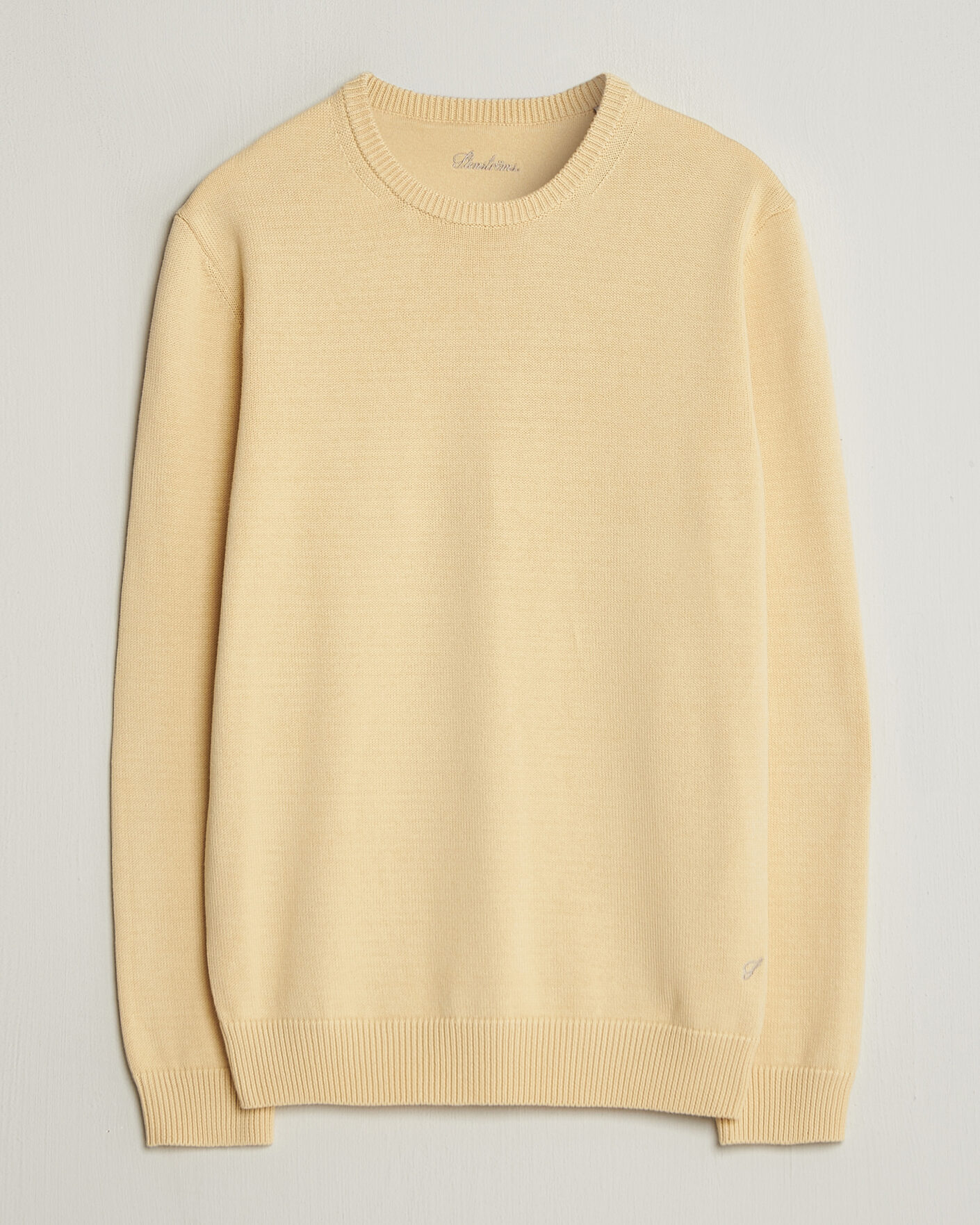 Herr | Tröjor | Stenströms | Organic Cotton Knitted Sweater Light Yellow