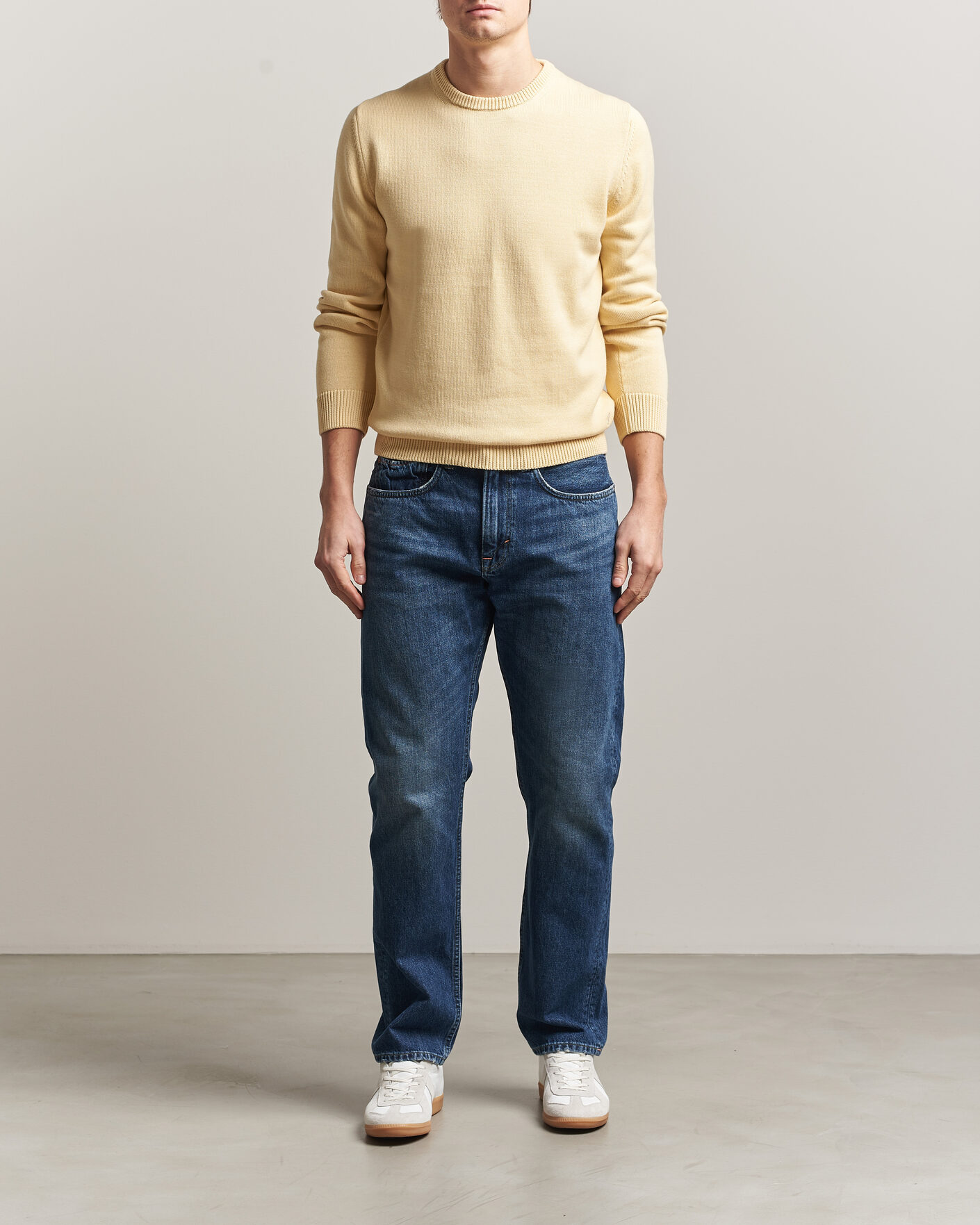Herr | Tröjor | Stenströms | Organic Cotton Knitted Sweater Light Yellow