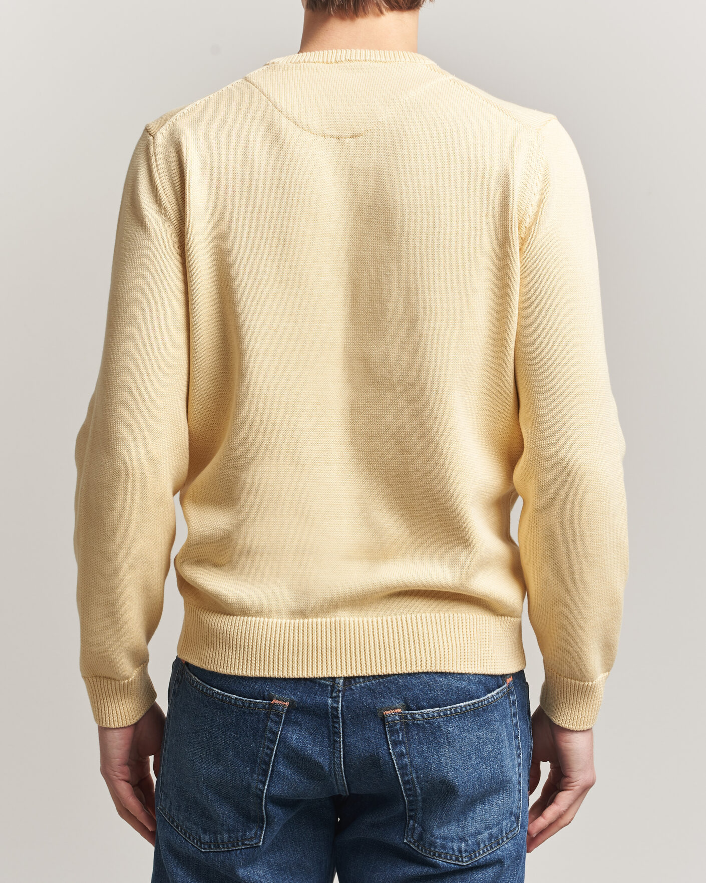 Herr | Tröjor | Stenströms | Organic Cotton Knitted Sweater Light Yellow