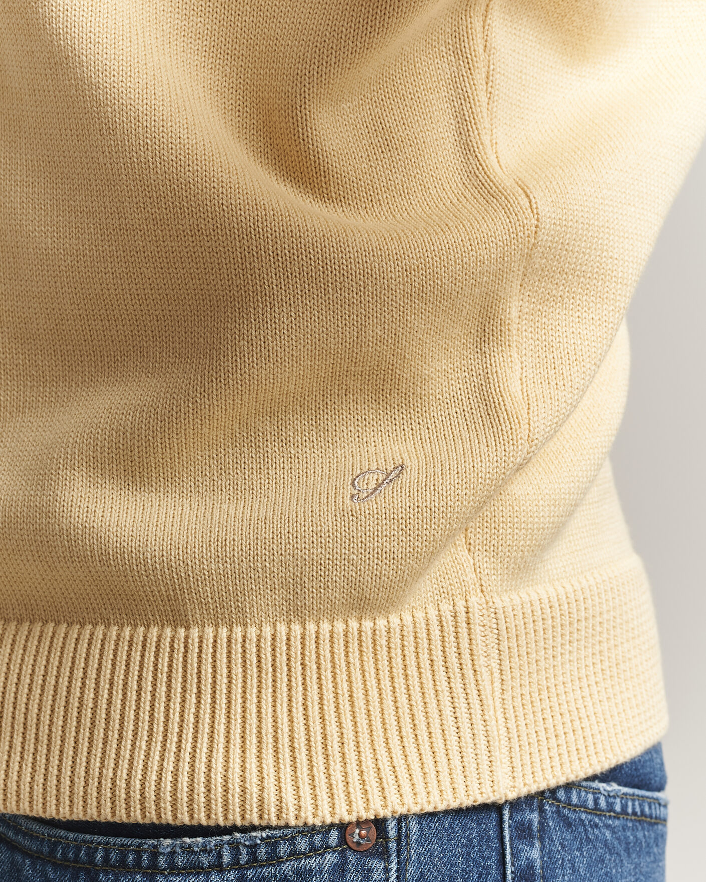 Herr | Tröjor | Stenströms | Organic Cotton Knitted Sweater Light Yellow