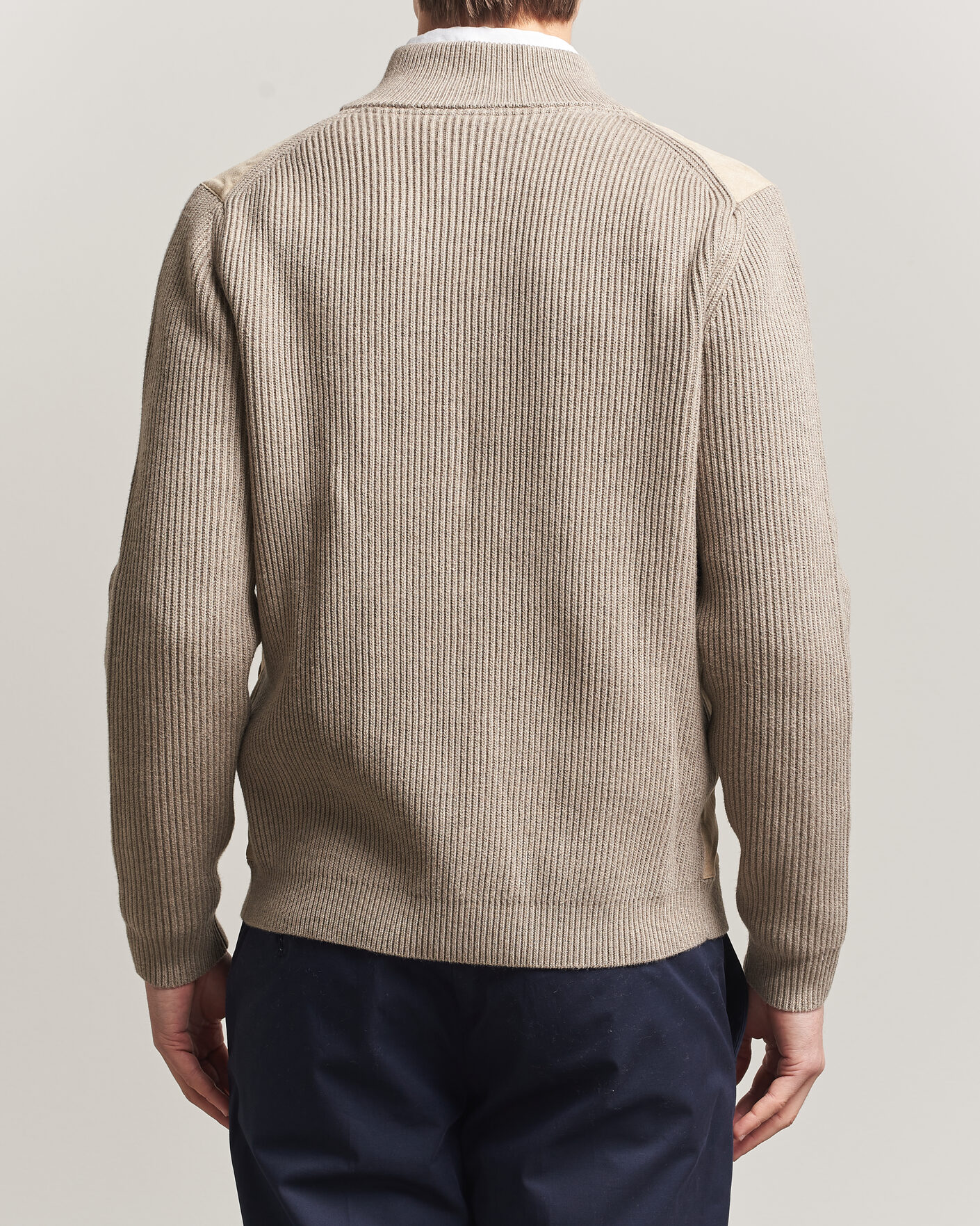 Herr | Tröjor | Stenströms | Knitted Hybrid Buttoned Alcantara Cardigan Taupe
