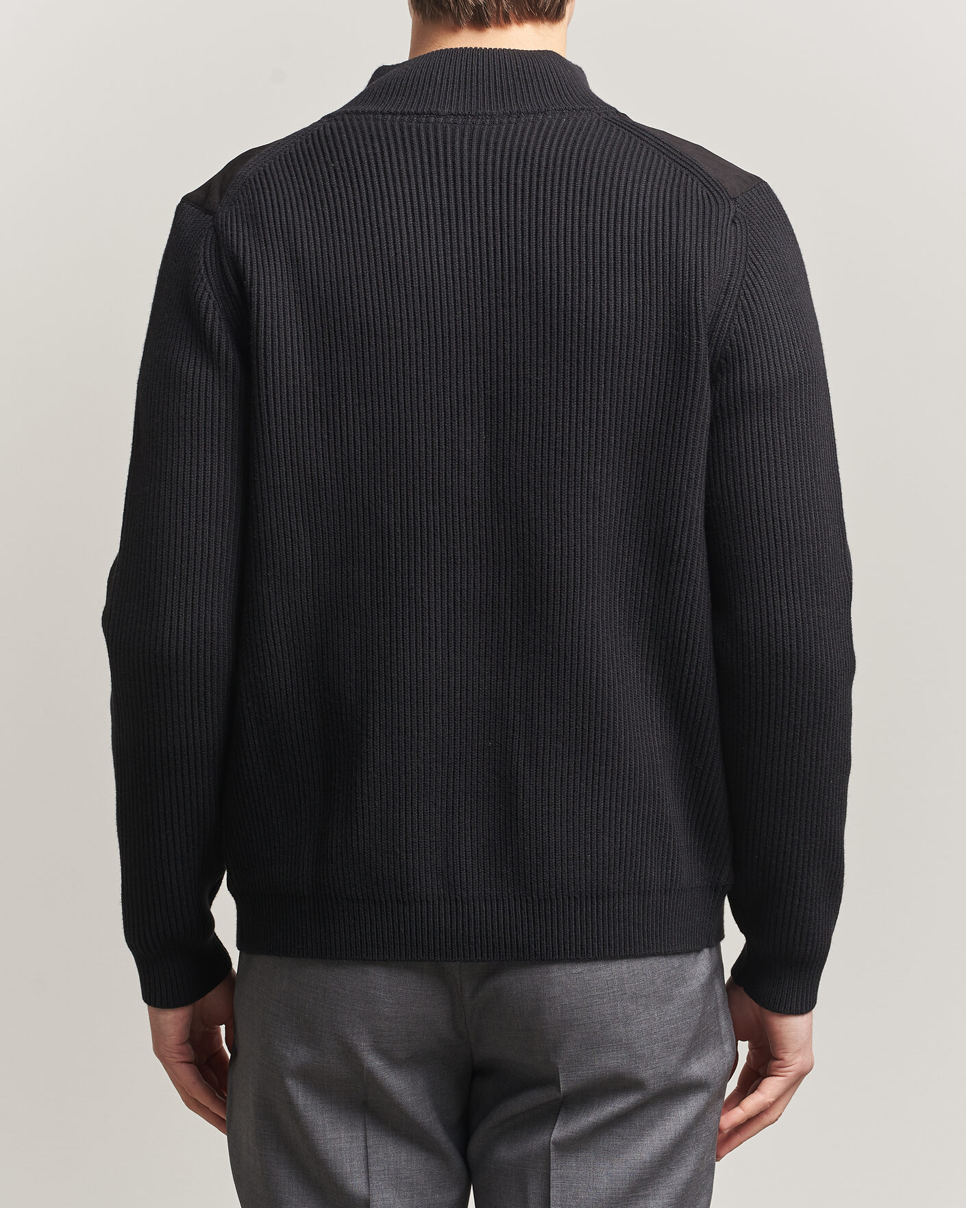 Herr | Tröjor | Stenströms | Knitted Hybrid Buttoned Alcantara Cardigan Black