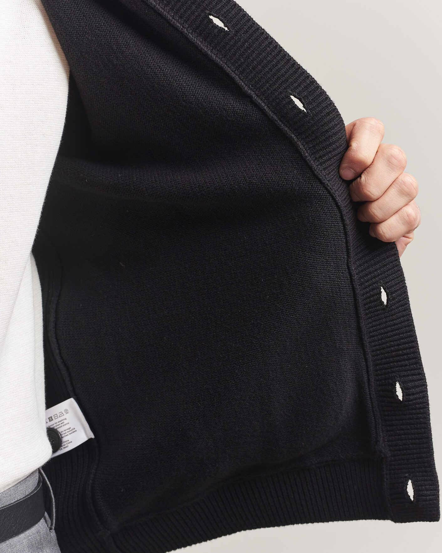 Herr | Tröjor | Stenströms | Knitted Hybrid Buttoned Alcantara Cardigan Black