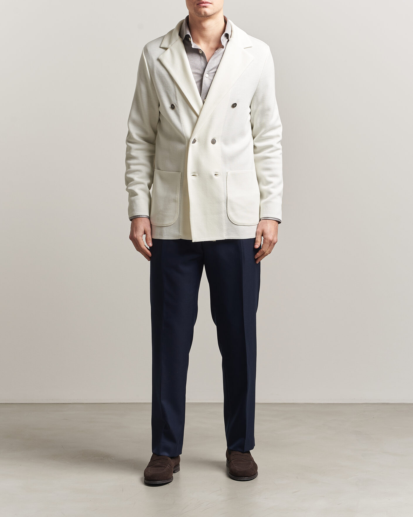 Herr | Kavajer | Stenströms | Milano Knitted DB Textured Blazer White