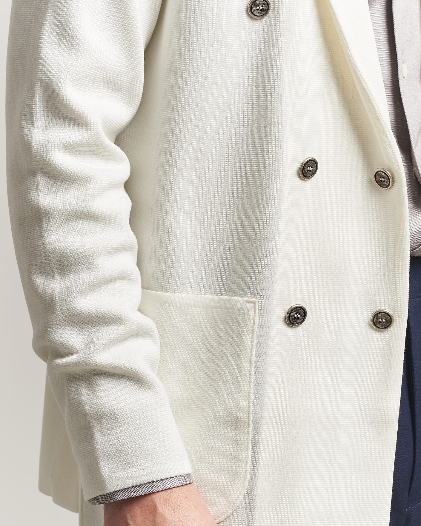 Herr | Kavajer | Stenströms | Milano Knitted DB Textured Blazer White