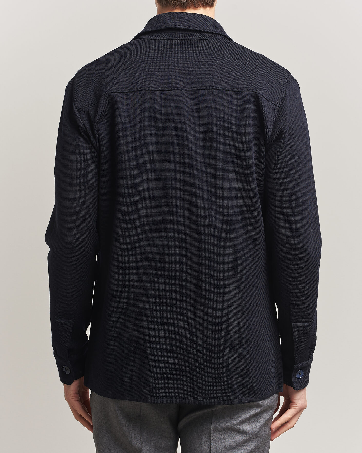 Herr | Tröjor | Stenströms | Milano Knitted Merino Overshirt Navy