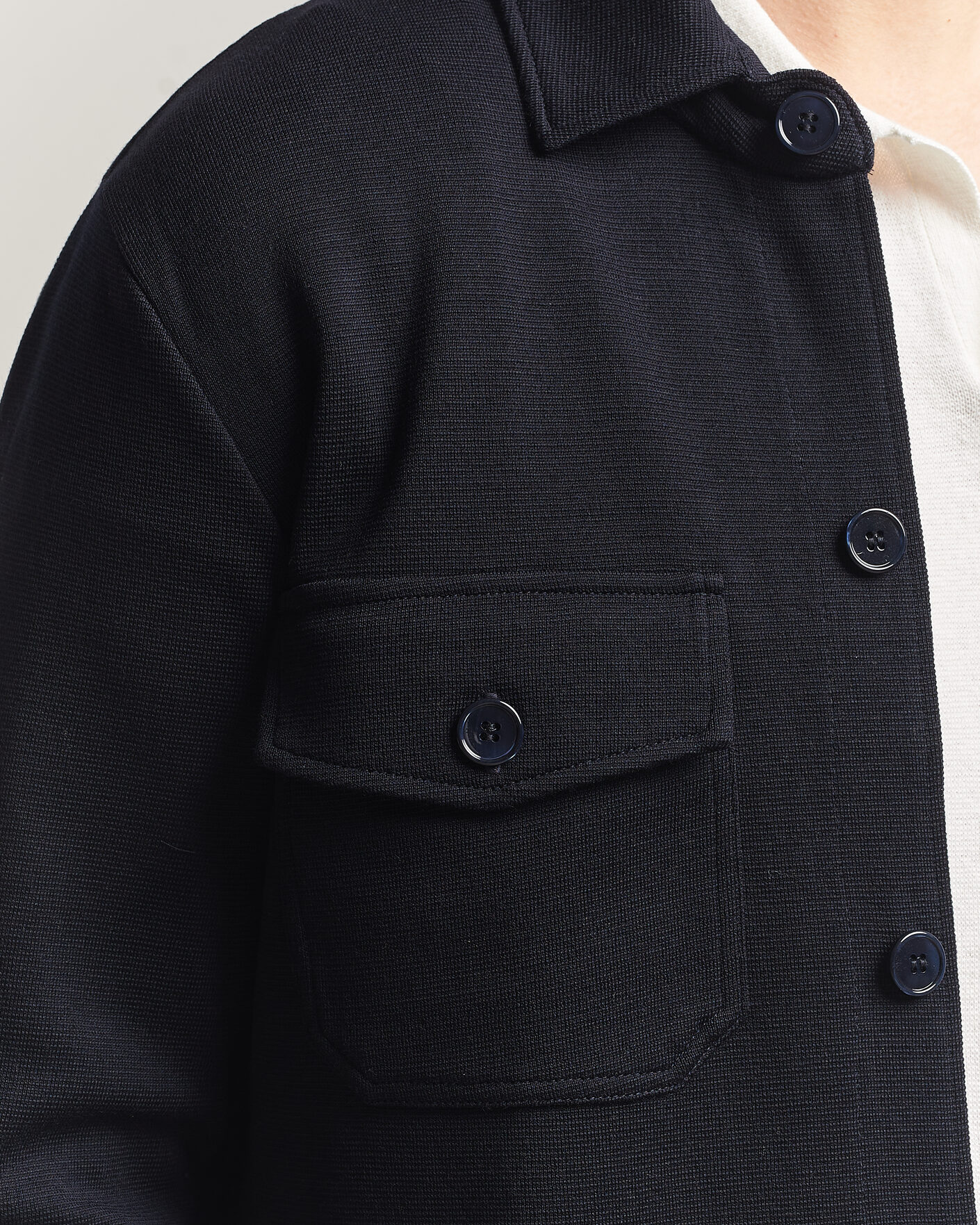 Herr | Tröjor | Stenströms | Milano Knitted Merino Overshirt Navy