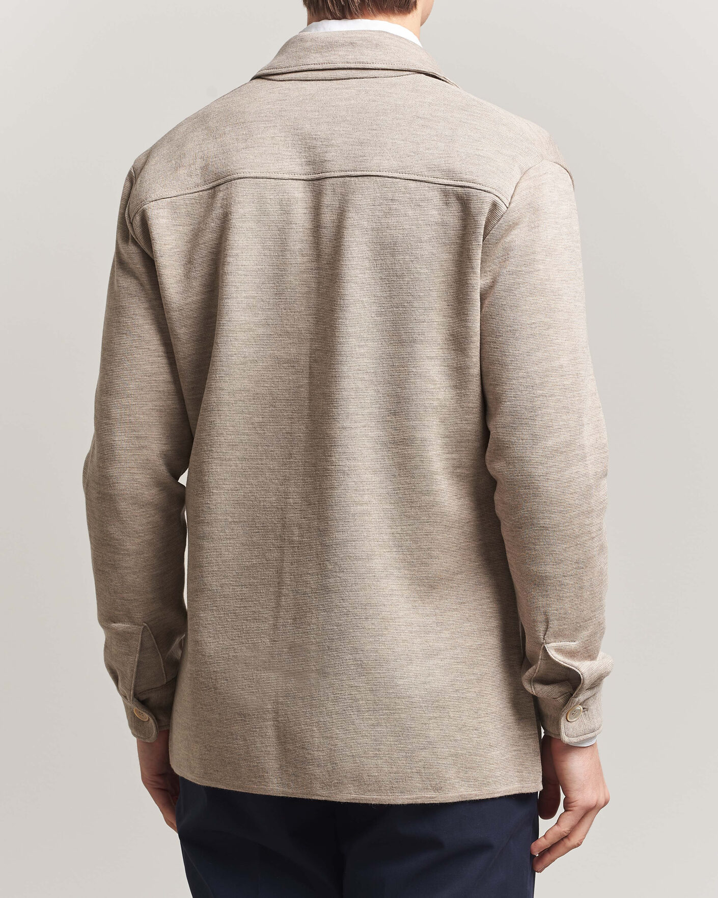 Herr | Tröjor | Stenströms | Milano Knitted Merino Overshirt Beige
