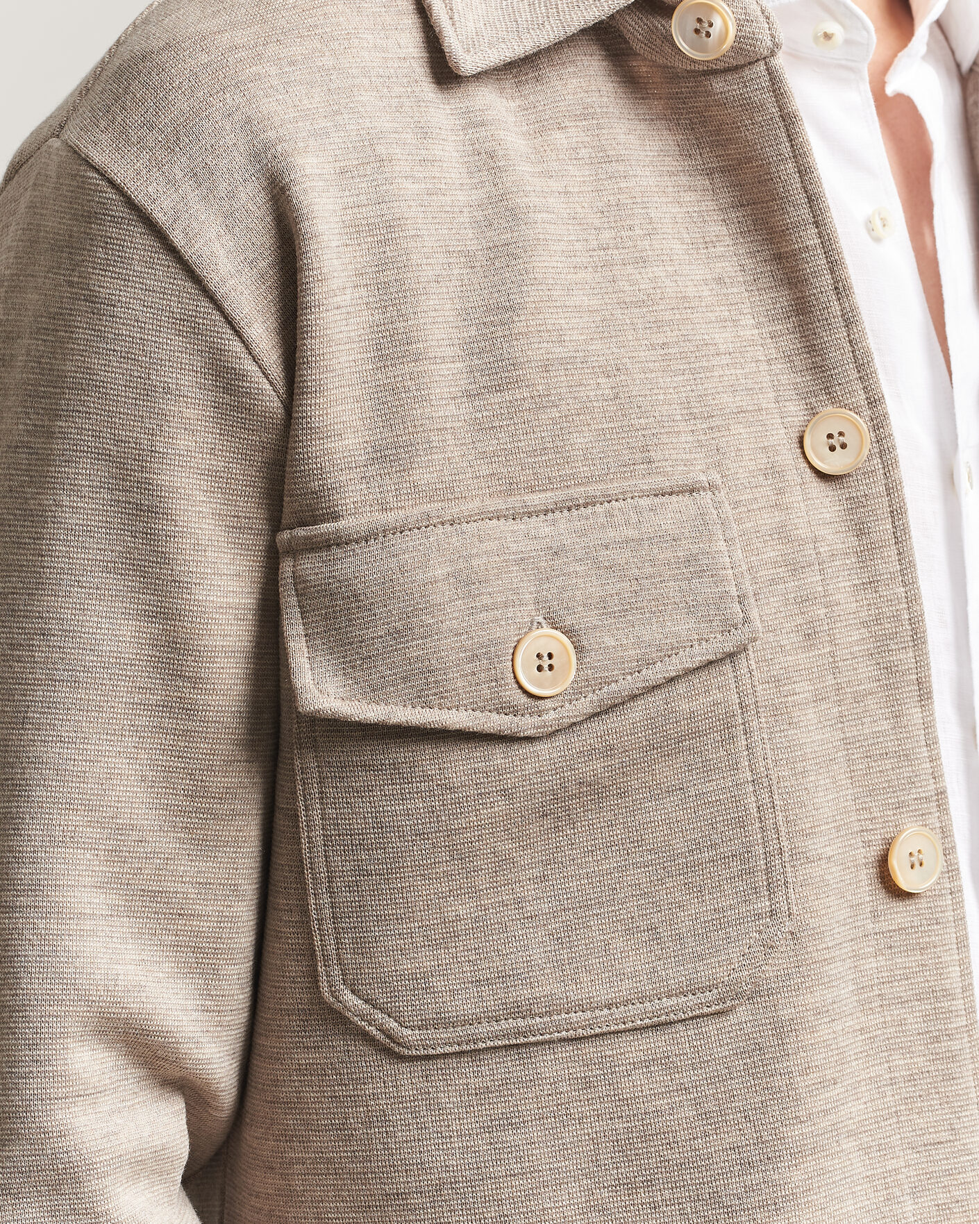 Herr | Tröjor | Stenströms | Milano Knitted Merino Overshirt Beige