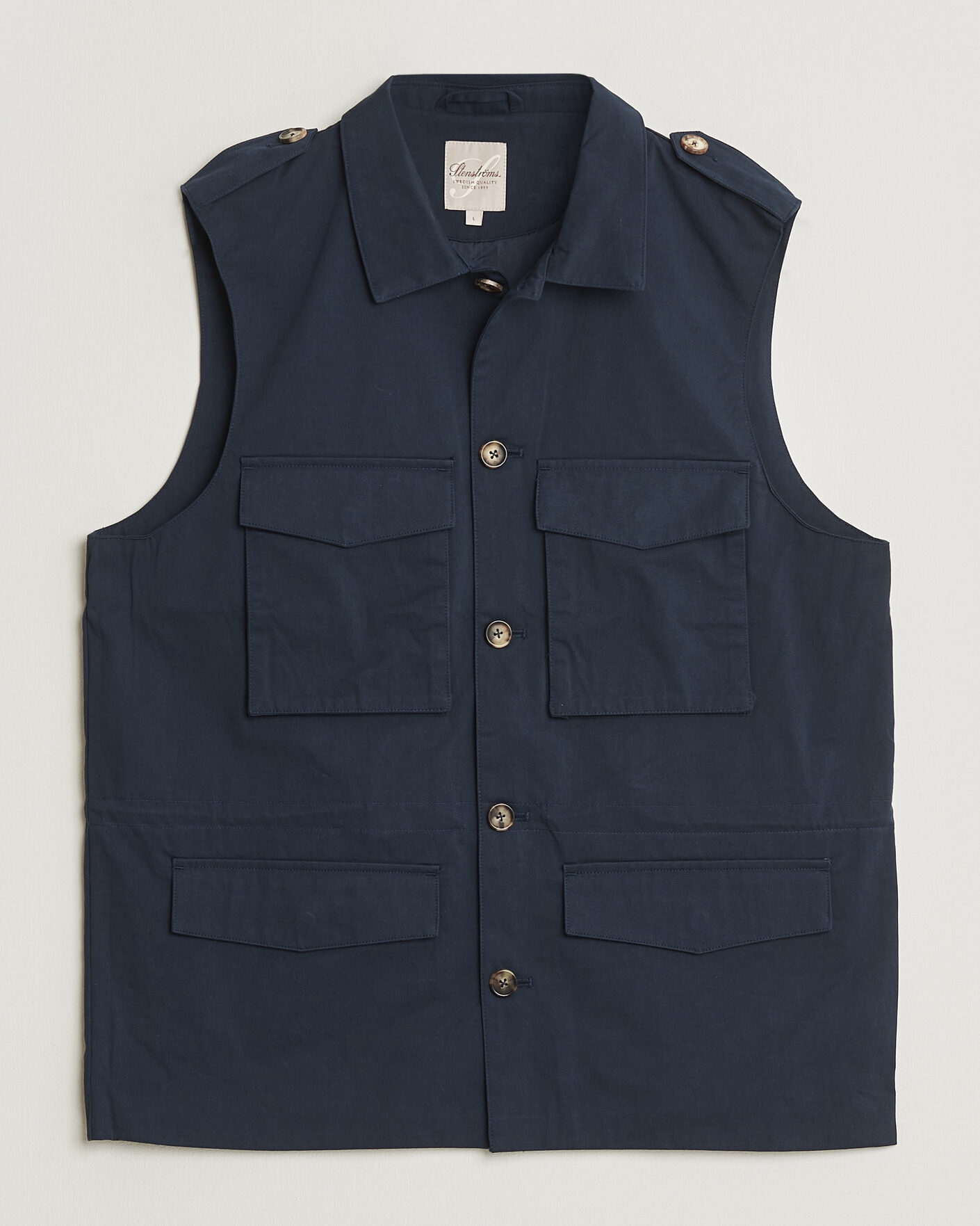 Herr | Västar | Stenströms | Cotton Twill Vest Navy