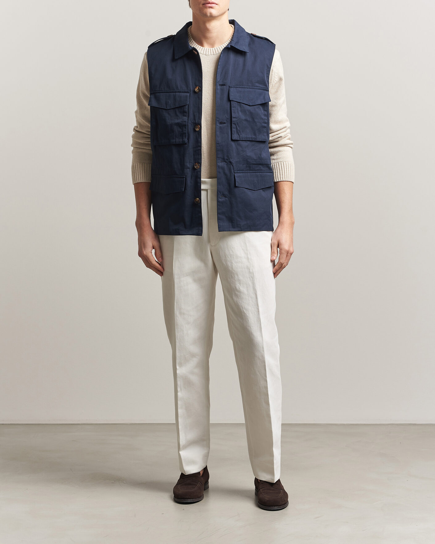Herr | Västar | Stenströms | Cotton Twill Vest Navy