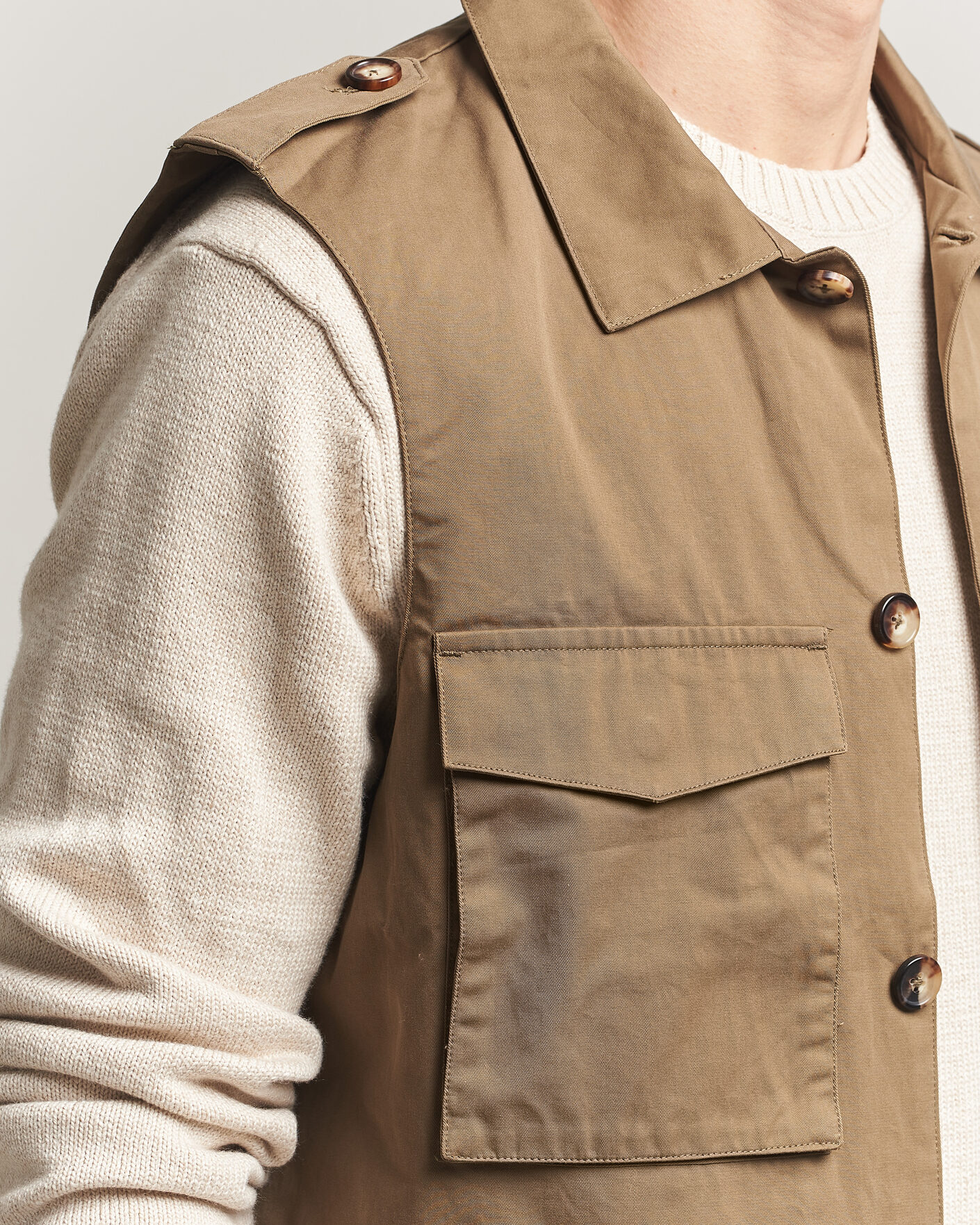 Herr | Västar | Stenströms | Cotton Twill Vest Olive