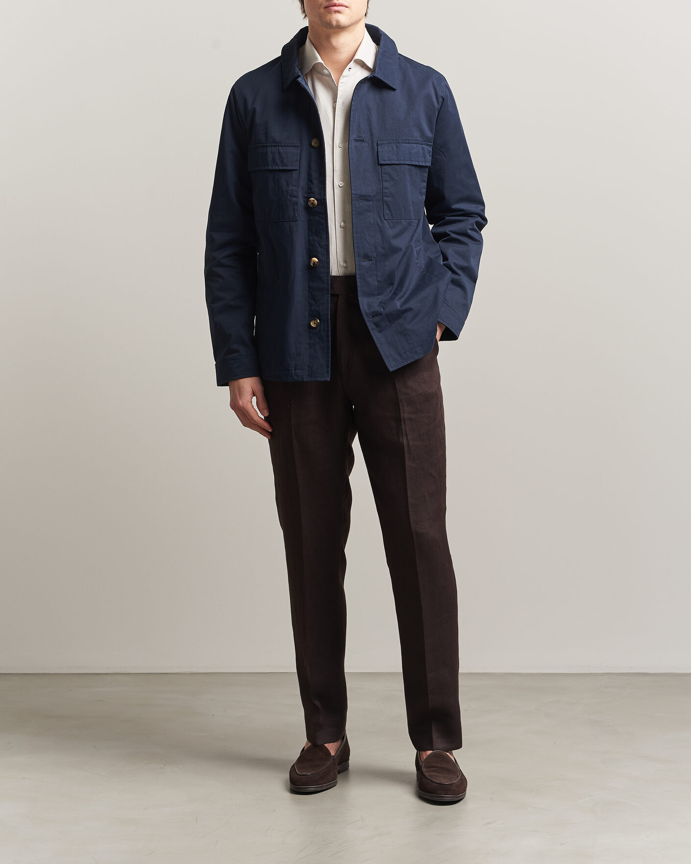 Herr | Jackor | Stenströms | Cotton Twill Overshirt Navy