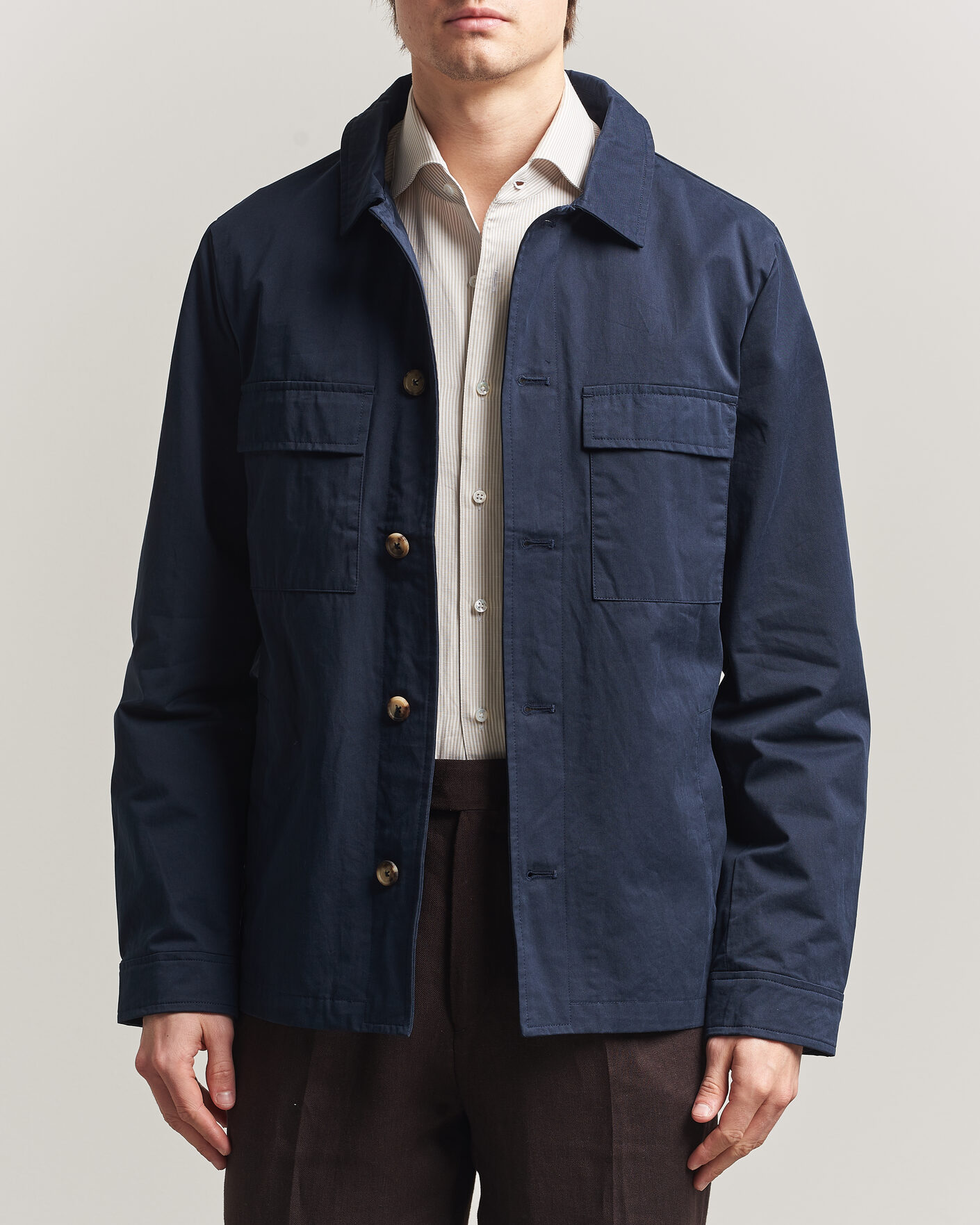 Herr | Jackor | Stenströms | Cotton Twill Overshirt Navy