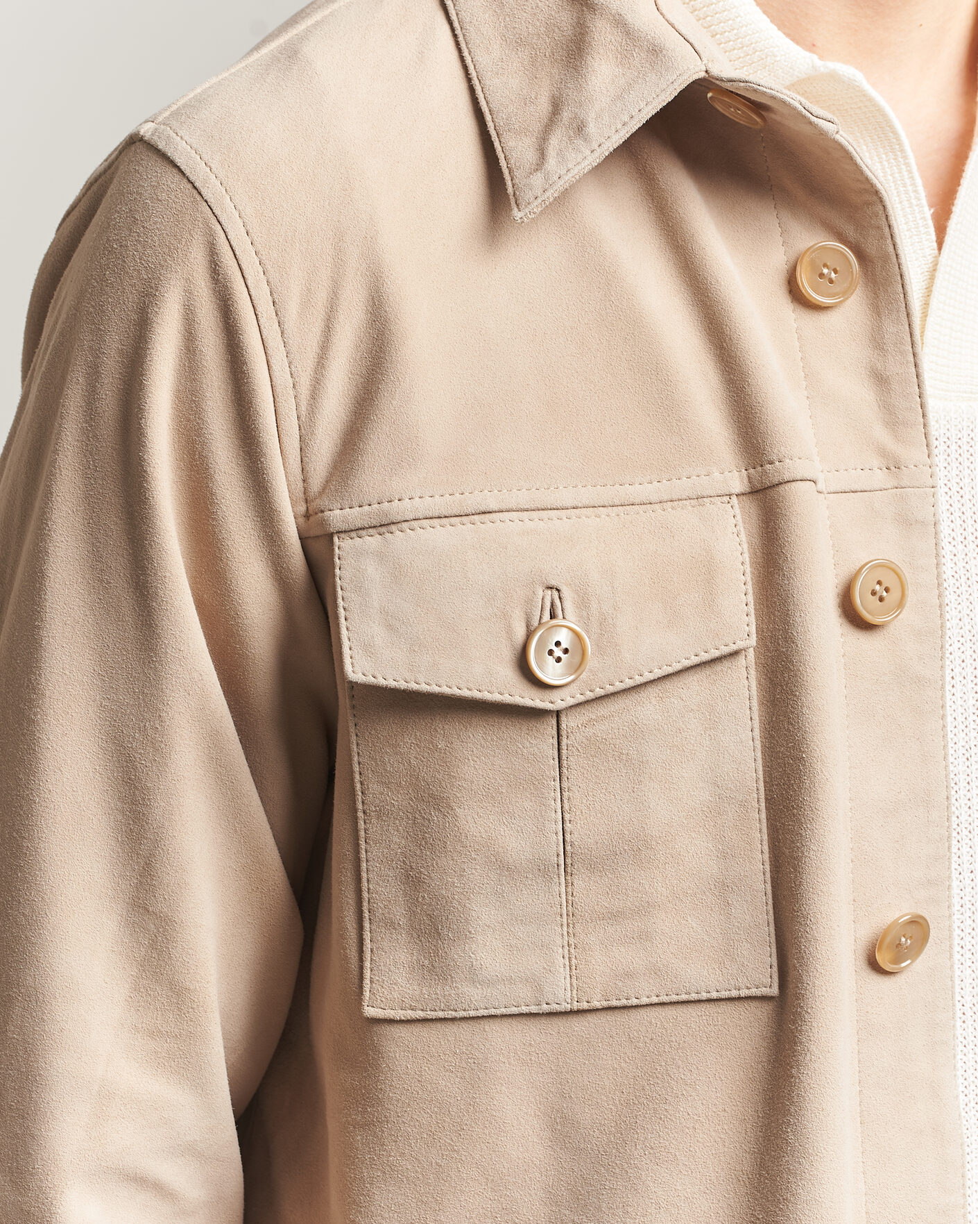 Herr | Jackor | Stenströms | Suede Pocket Overshirt Beige
