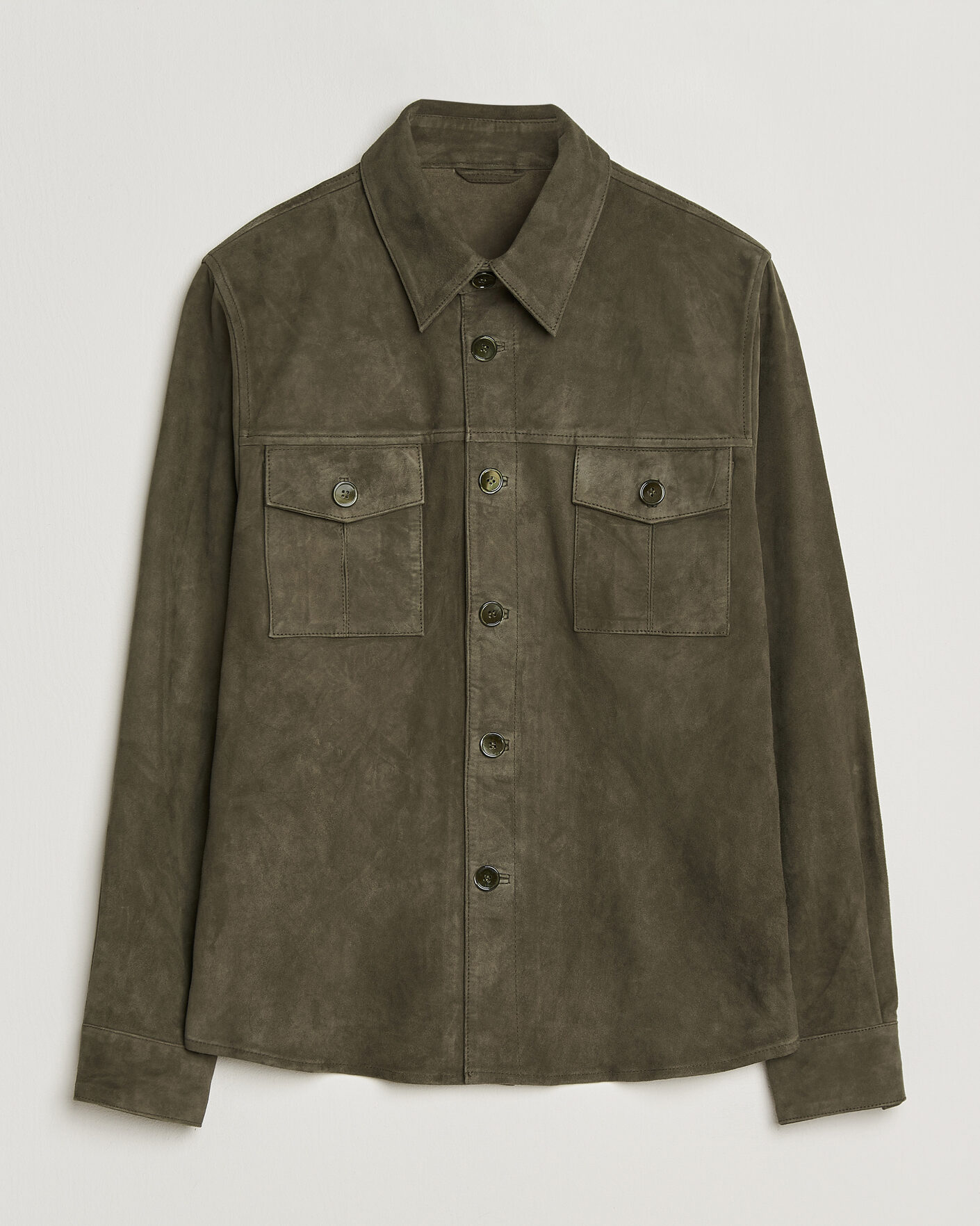Herr | Jackor | Stenströms | Suede Pocket Overshirt Olive