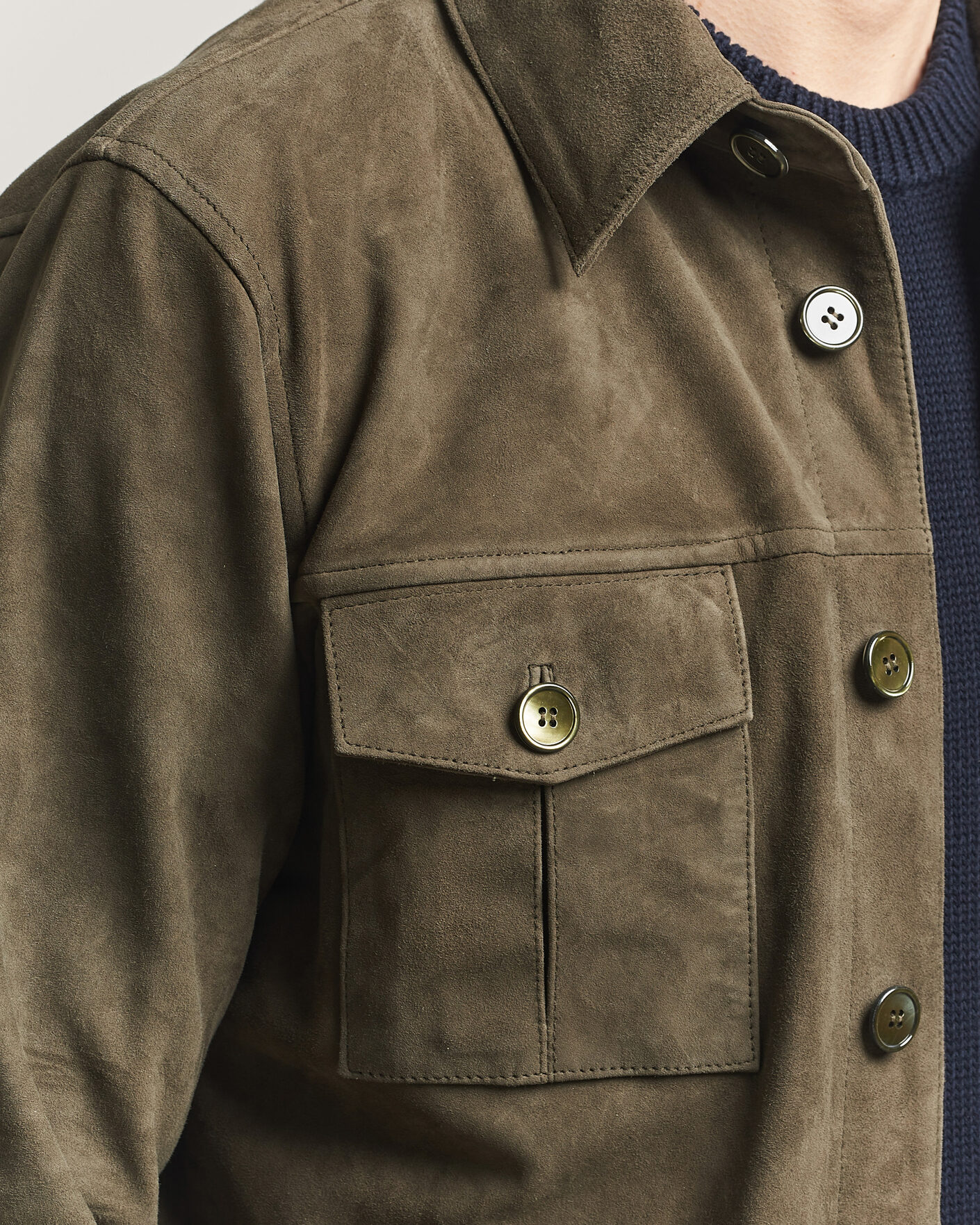 Herr | Jackor | Stenströms | Suede Pocket Overshirt Olive