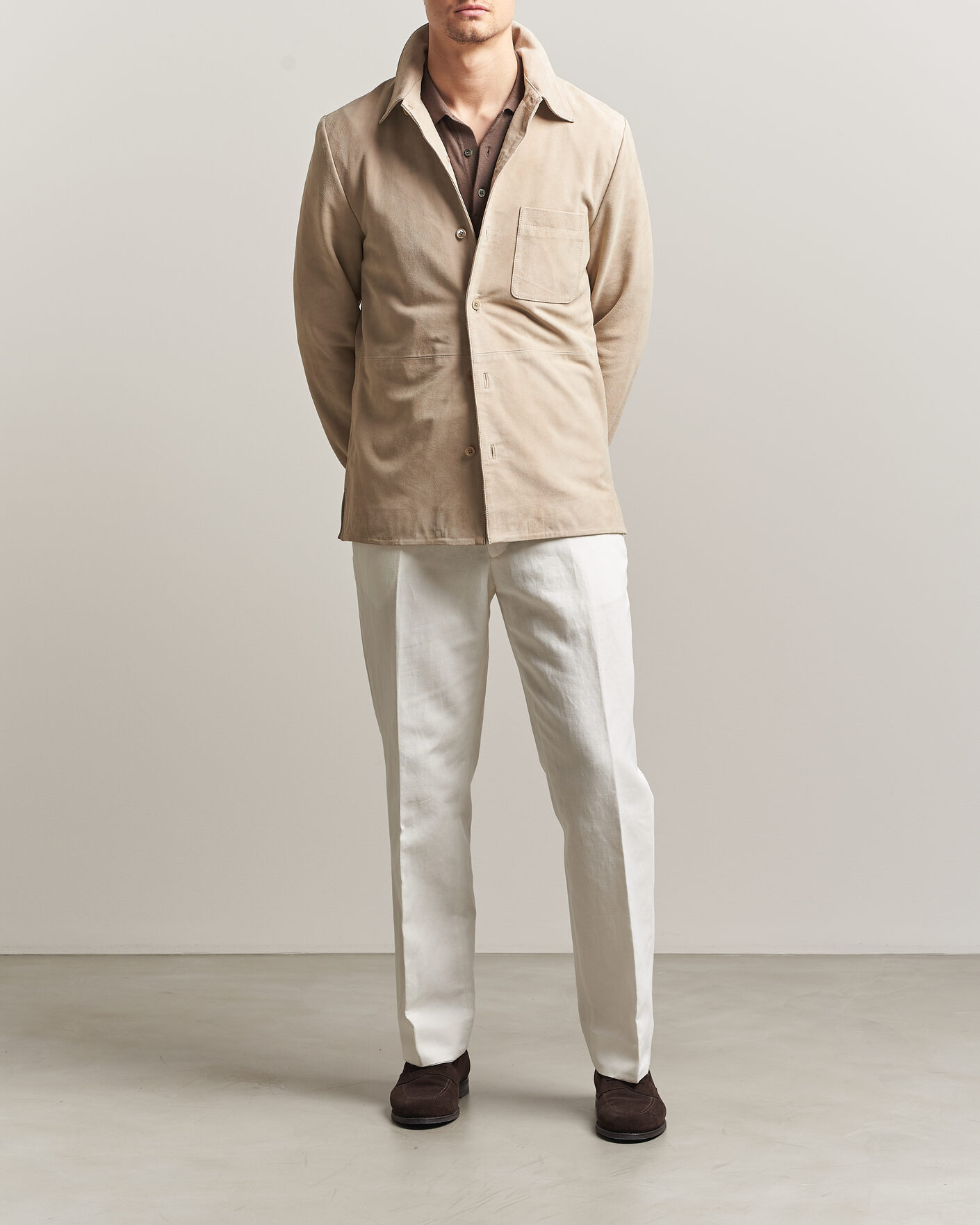 Herr | Jackor | Stenströms | Suede Overshirt Beige