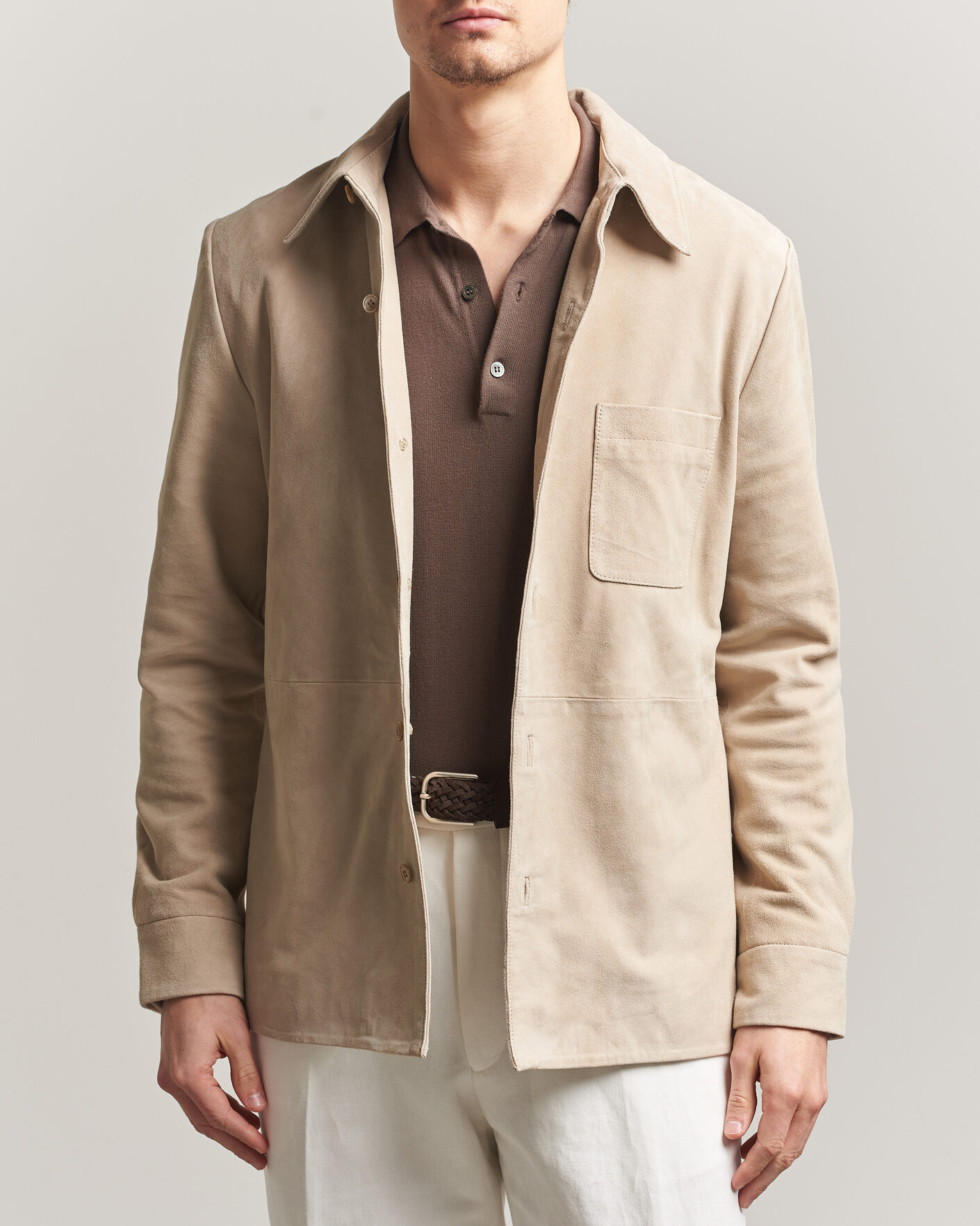 Herr | Jackor | Stenströms | Suede Overshirt Beige