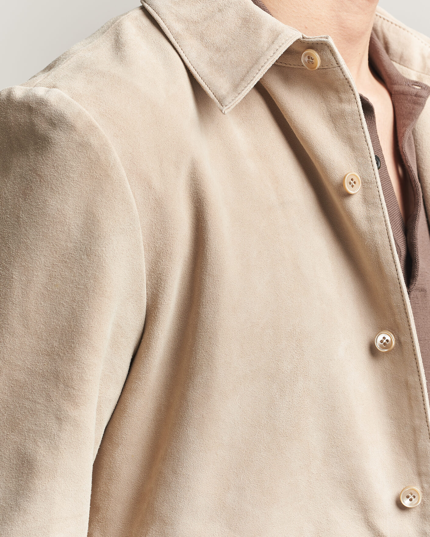 Herr | Jackor | Stenströms | Suede Overshirt Beige