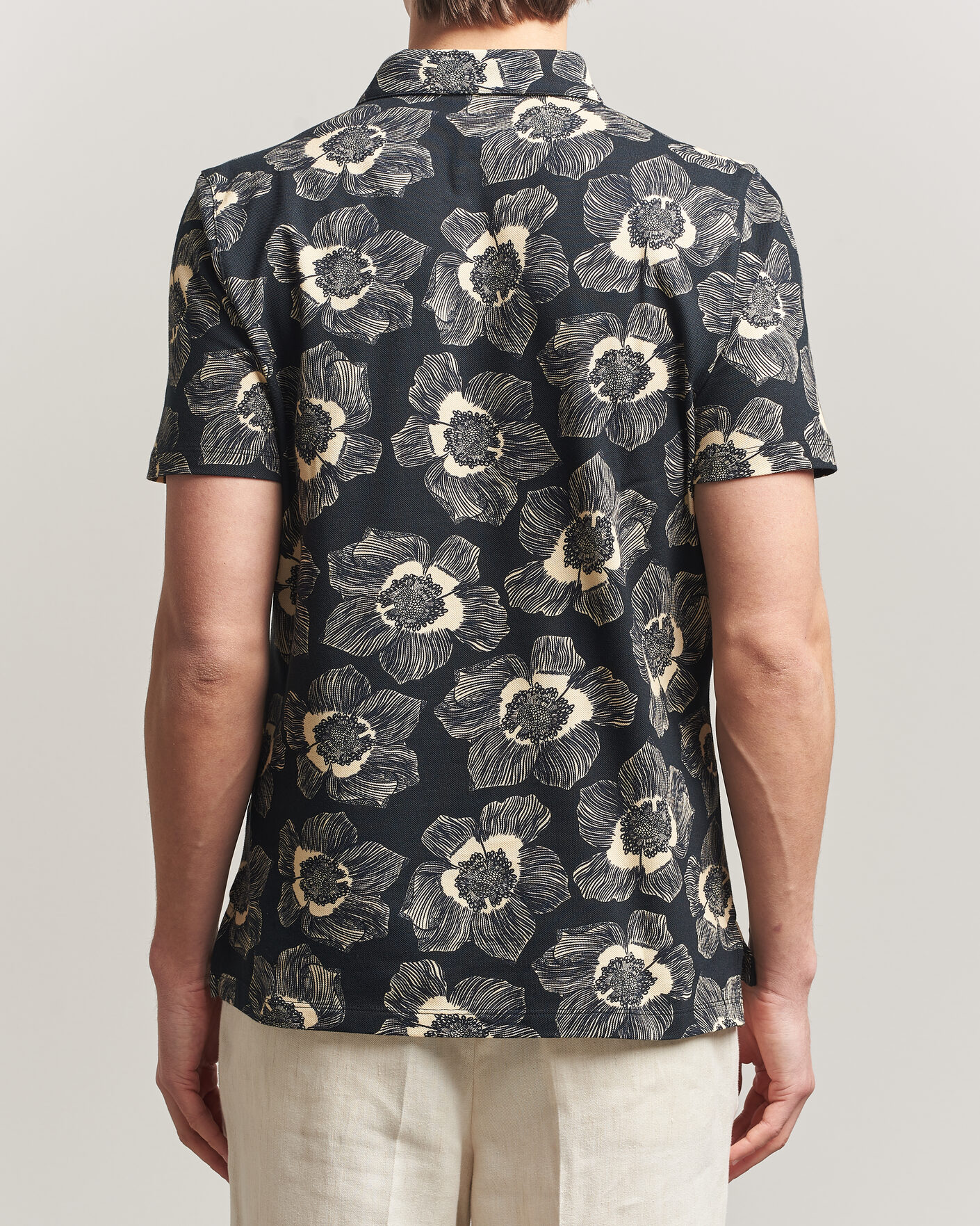 Herr | Pikéer | Stenströms | Printed Cotton Polo Black