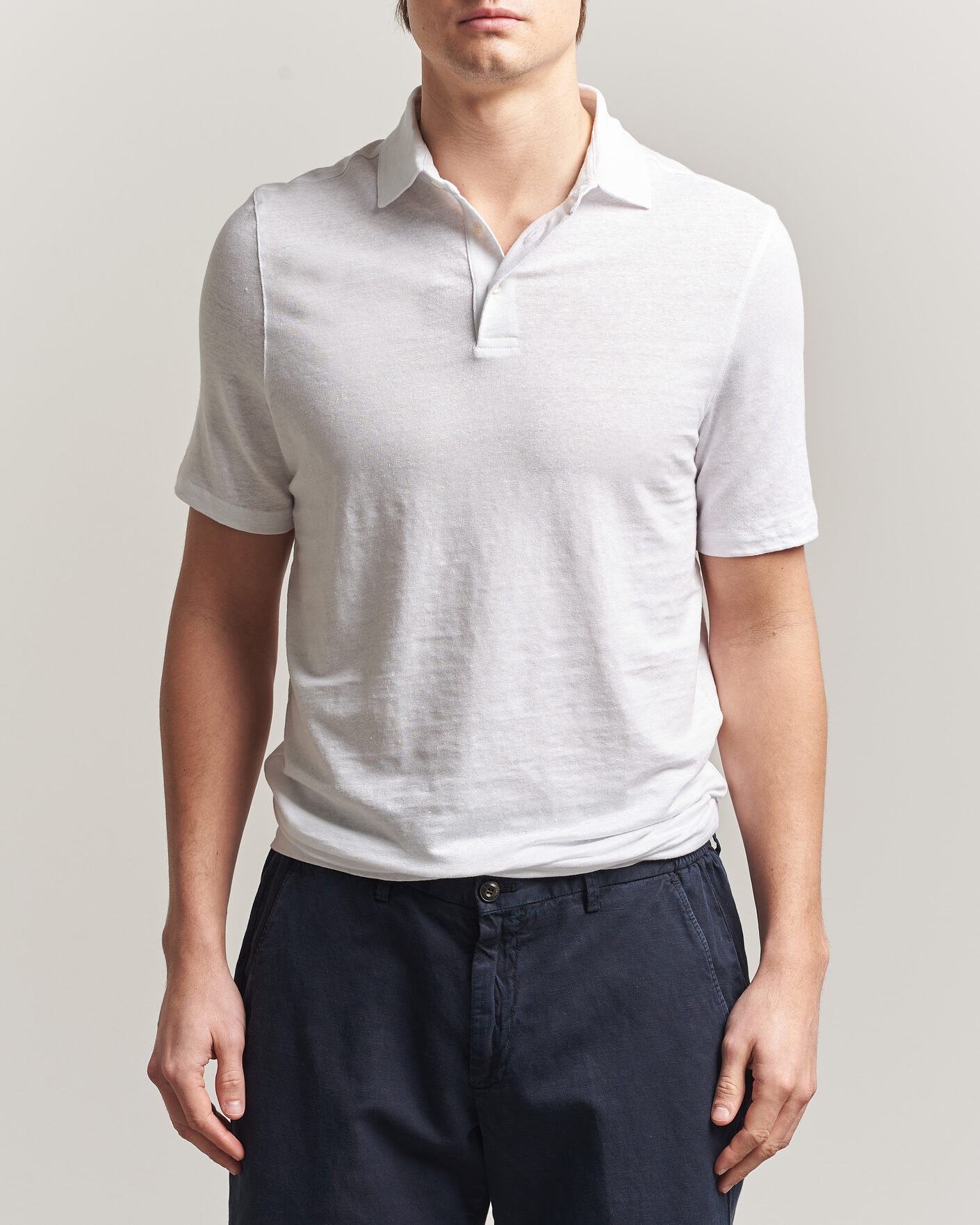 Herr | Pikéer | Stenströms | Linen Polo Shirt White