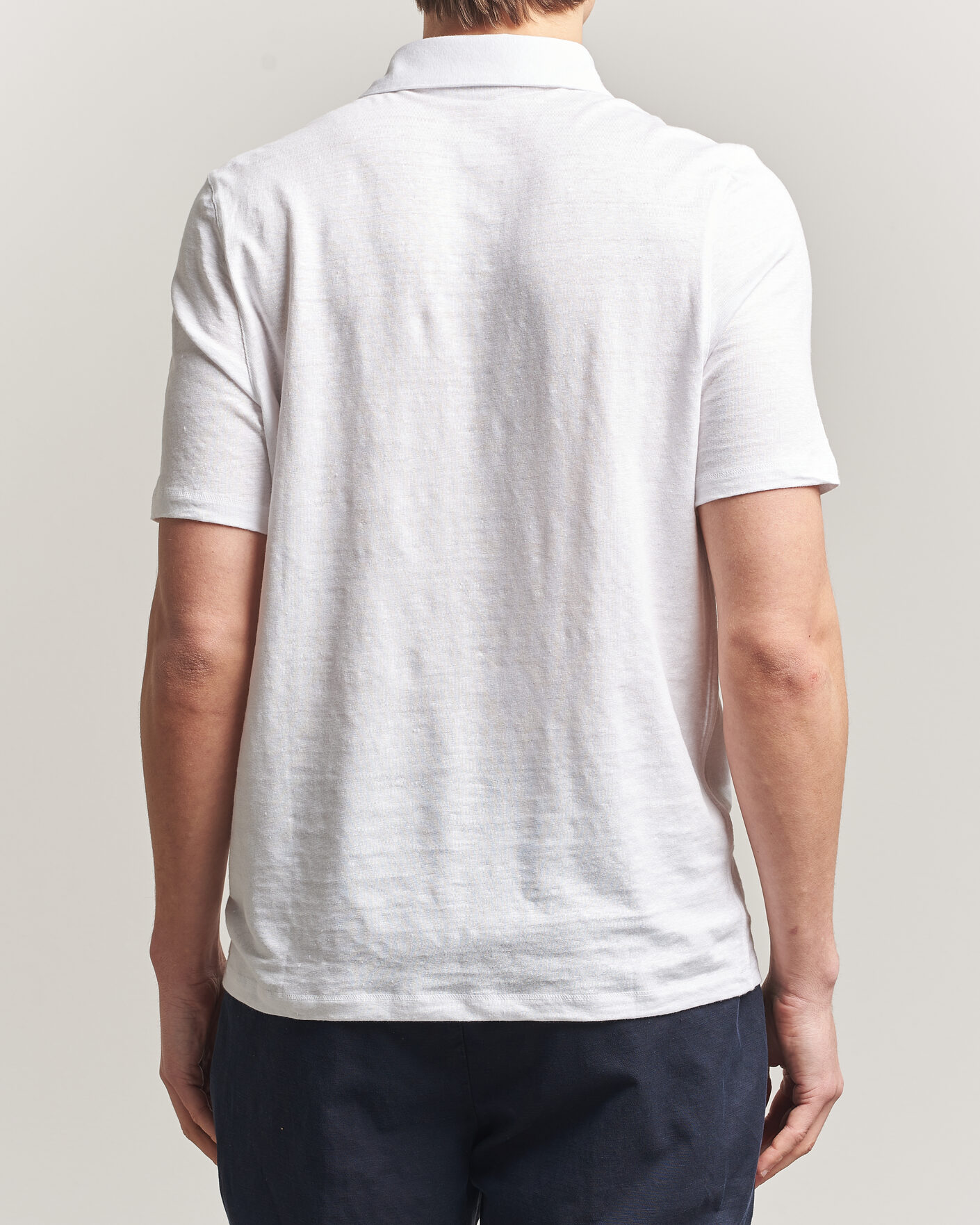 Herr | Pikéer | Stenströms | Linen Polo Shirt White