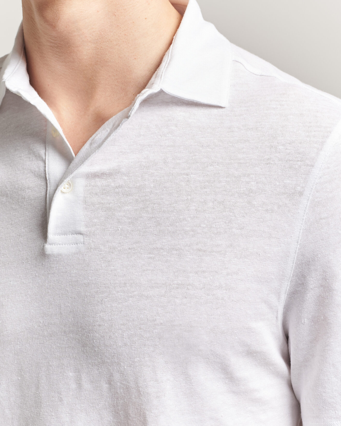 Herr | Pikéer | Stenströms | Linen Polo Shirt White