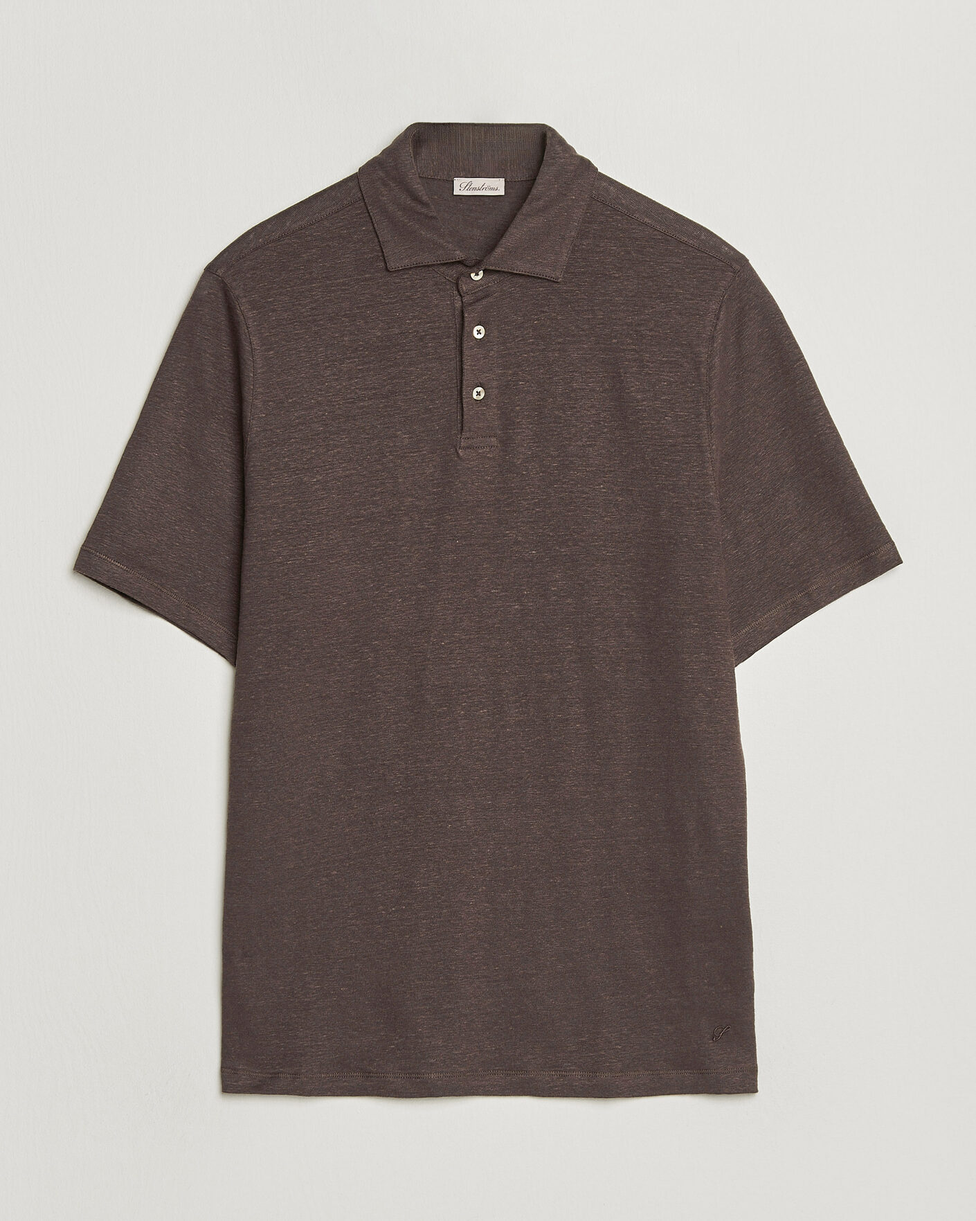 Herr | Pikéer | Stenströms | Linen Polo Shirt Dark Brown