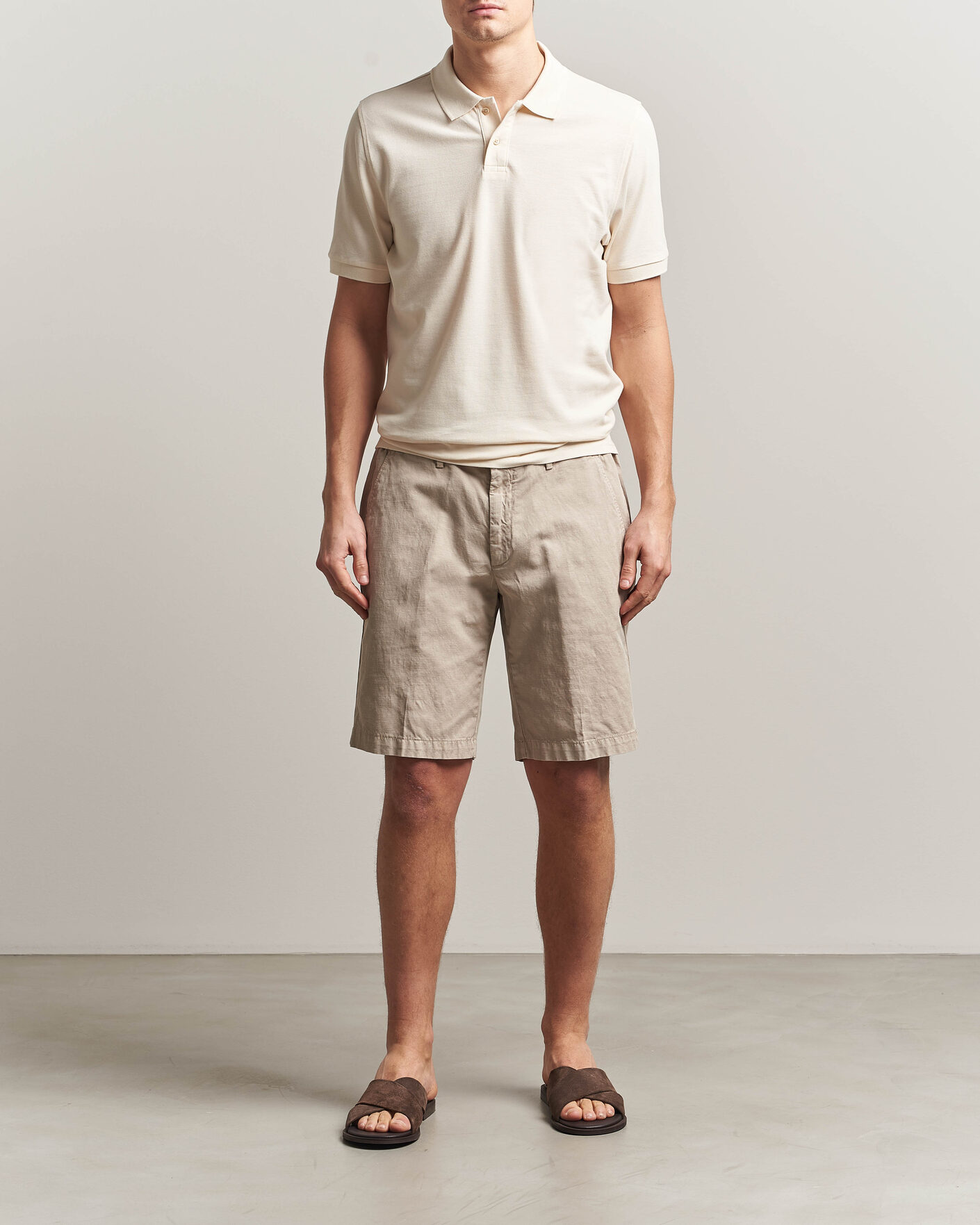 Herr | Pikéer | Stenströms | Organic Cotton Piquet Polo Shirt Beige