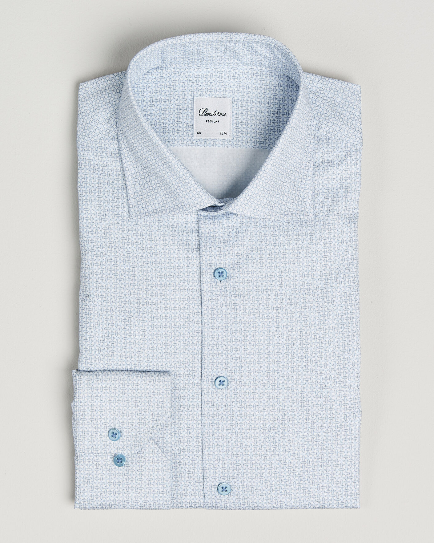 Herr | Skjortor | Stenströms | Regular Fit Micro Printed Twill Shirt Light Blue