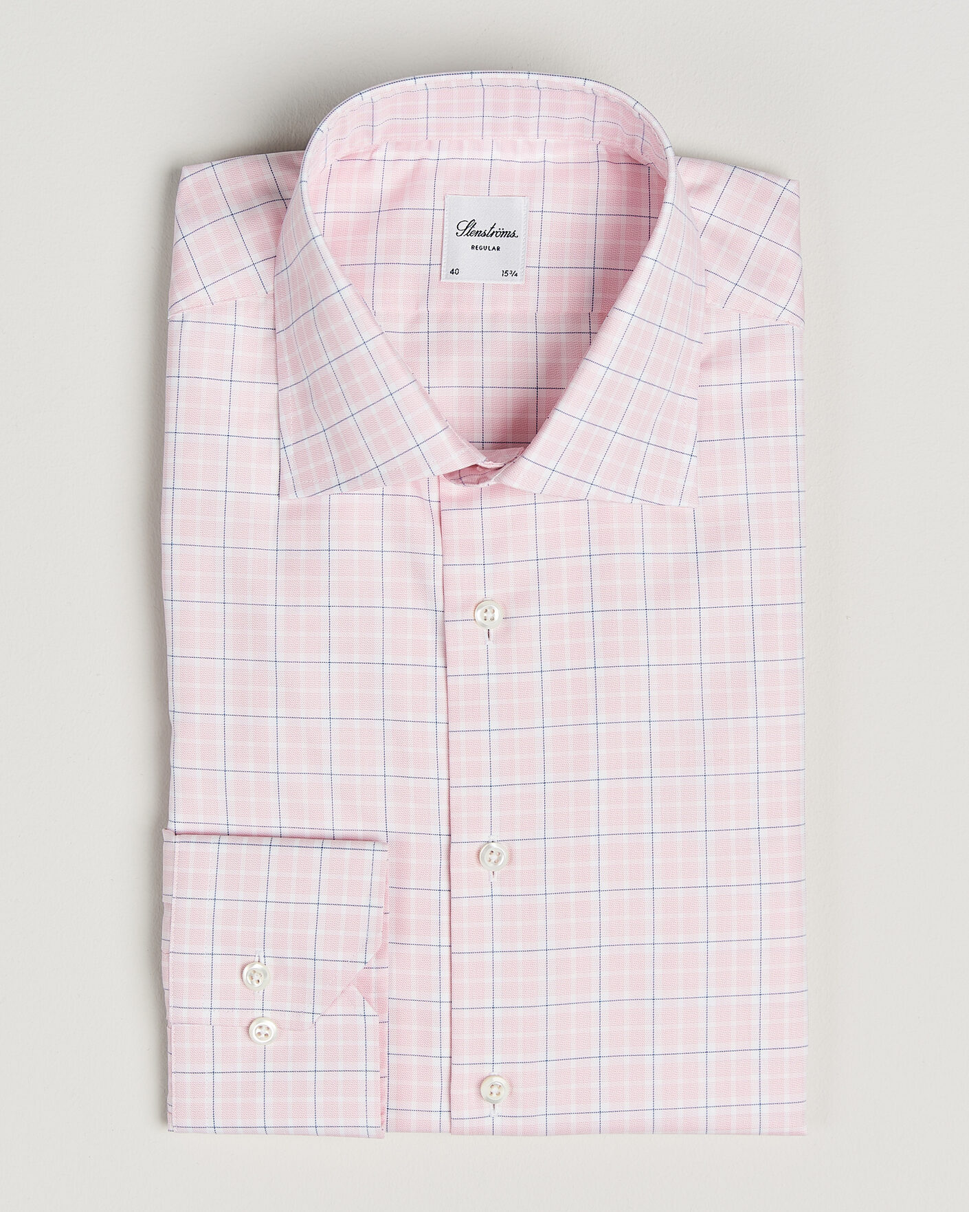 Herr | Skjortor | Stenströms | Regular Fit Over Check Cotton Shirt Pink